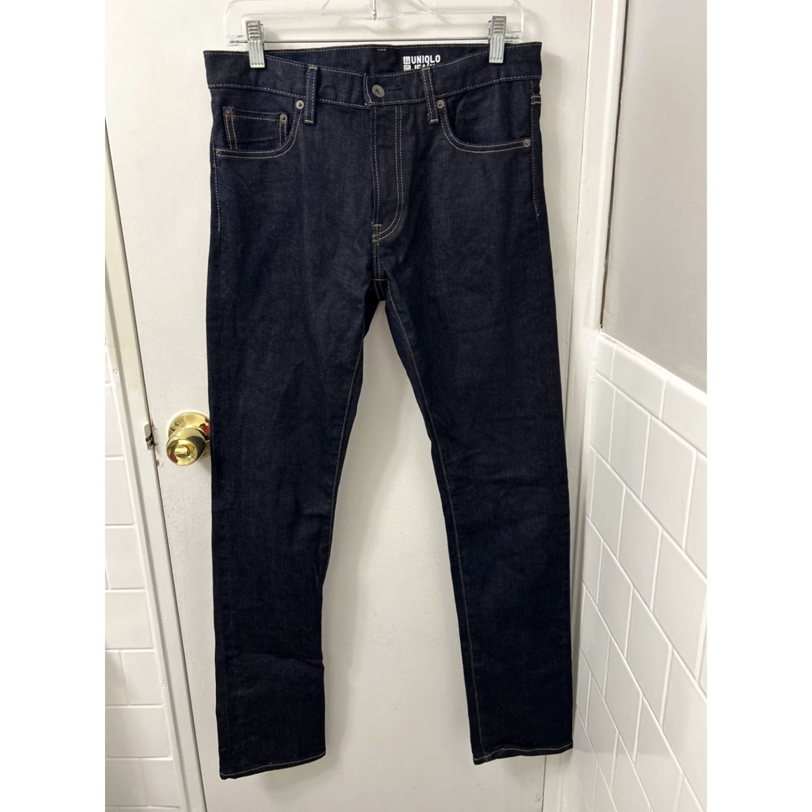 Uniqlo Uniqlo Jeans Slim Denim 31x34 Blue Men's Slim Fit 5-Pocket Zipper Button Cotton Spandex Denim Size US 31 - 2 Thumbnail