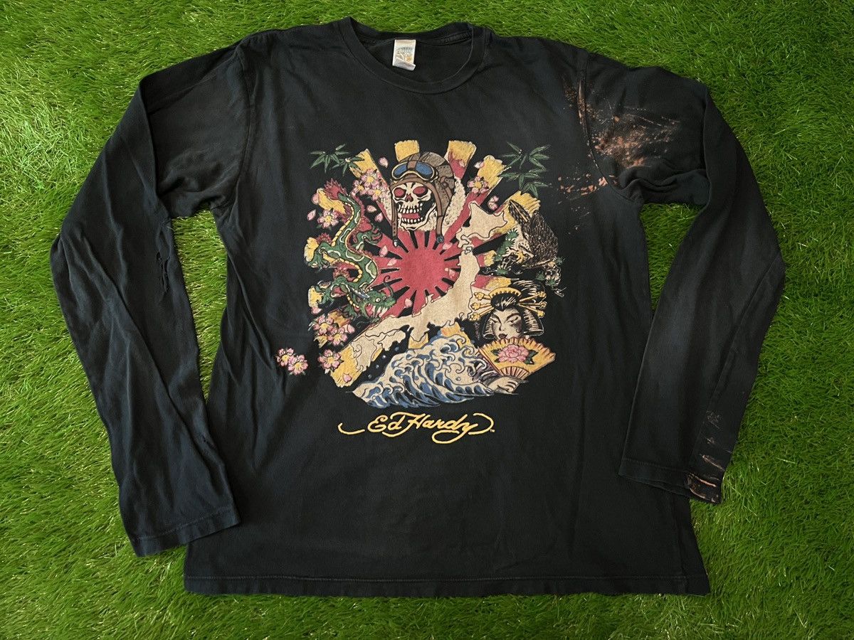Ed Hardy Ed Hardy Longsleeve Shirt Y2K Big Logo Skull Biker Vintage Size US L / EU 52-54 / 3 - 1 Thumbnail