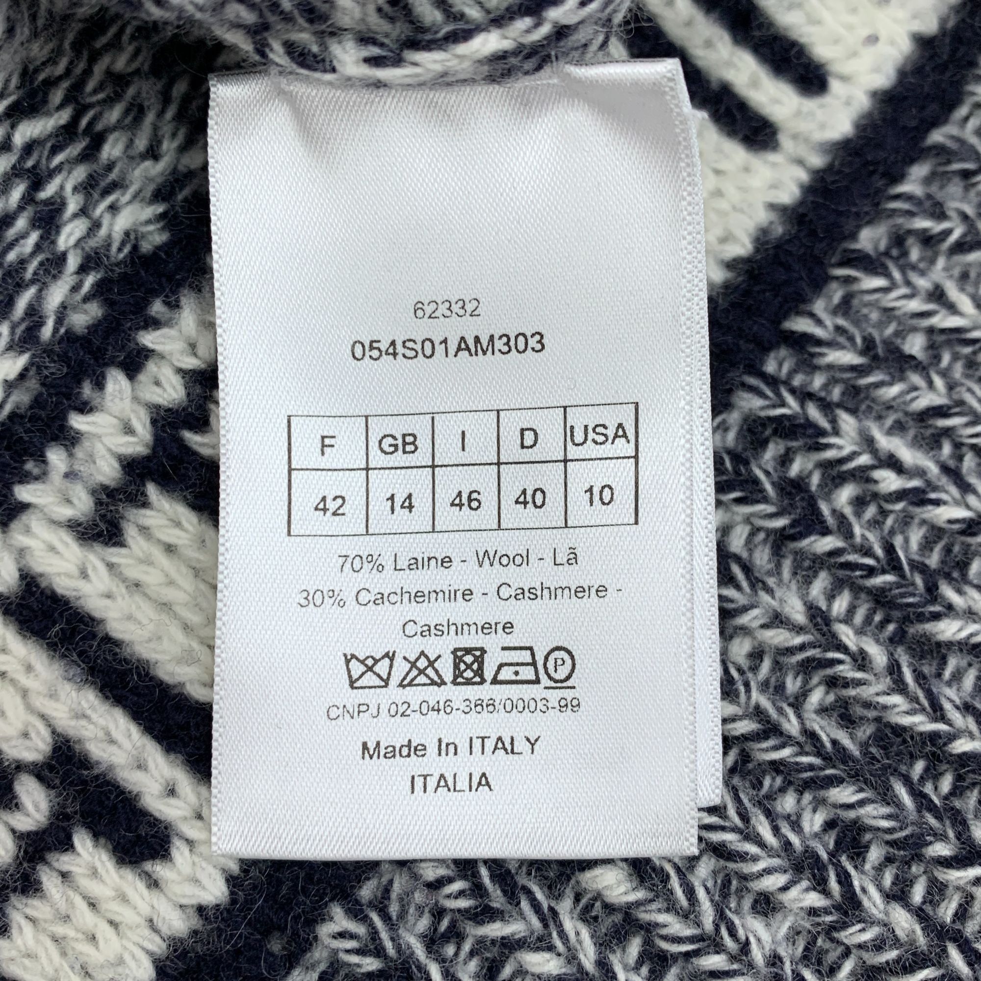 Dior CHRISTIAN DIOR Wool & Cashmere Marled V-Neck Sweater With Lo Size L / US 10 / IT 46 - 3 Thumbnail