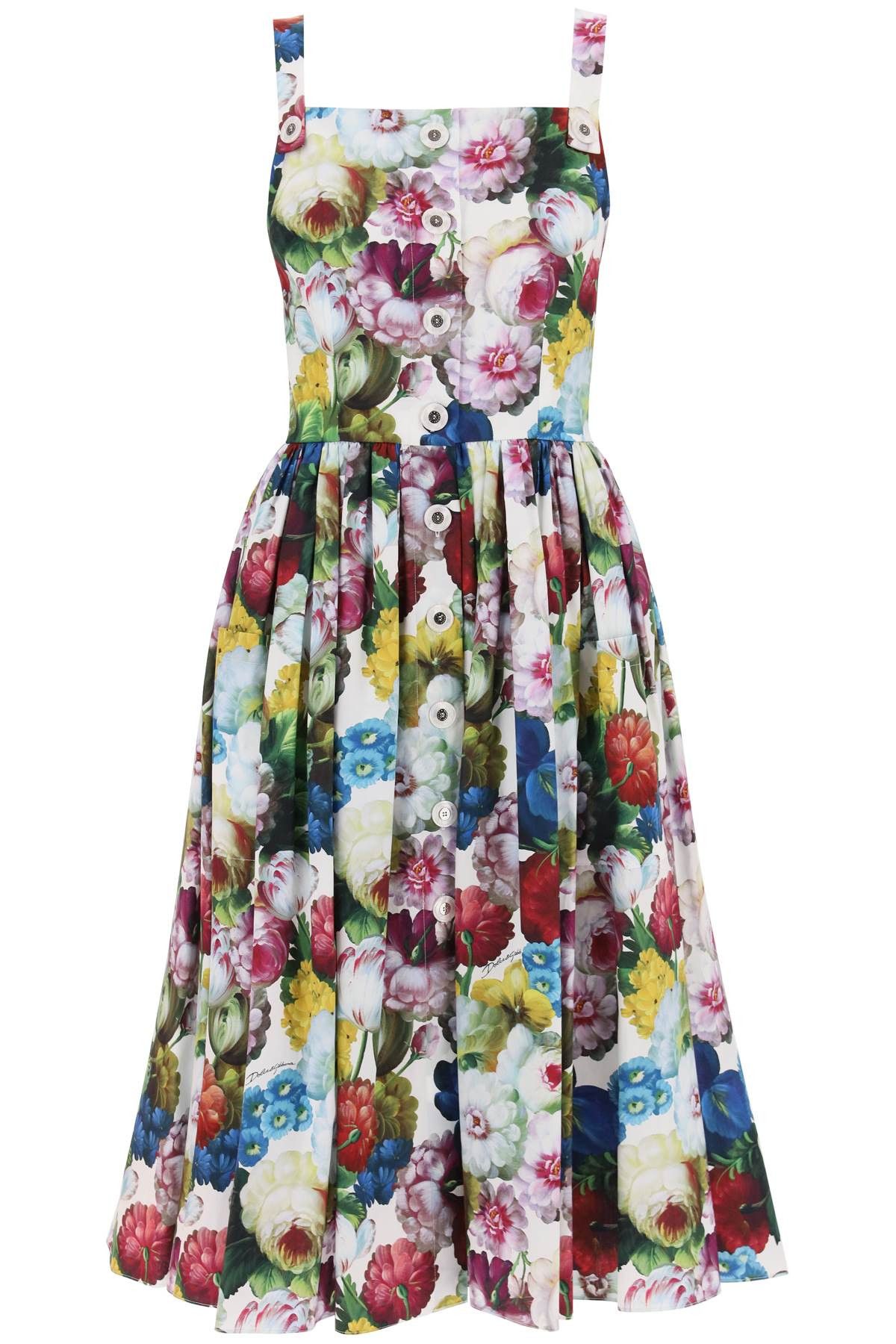 image of Dolce Gabbana Nocturnal Flower Print Shirt Dress, Women's (Size Medium)