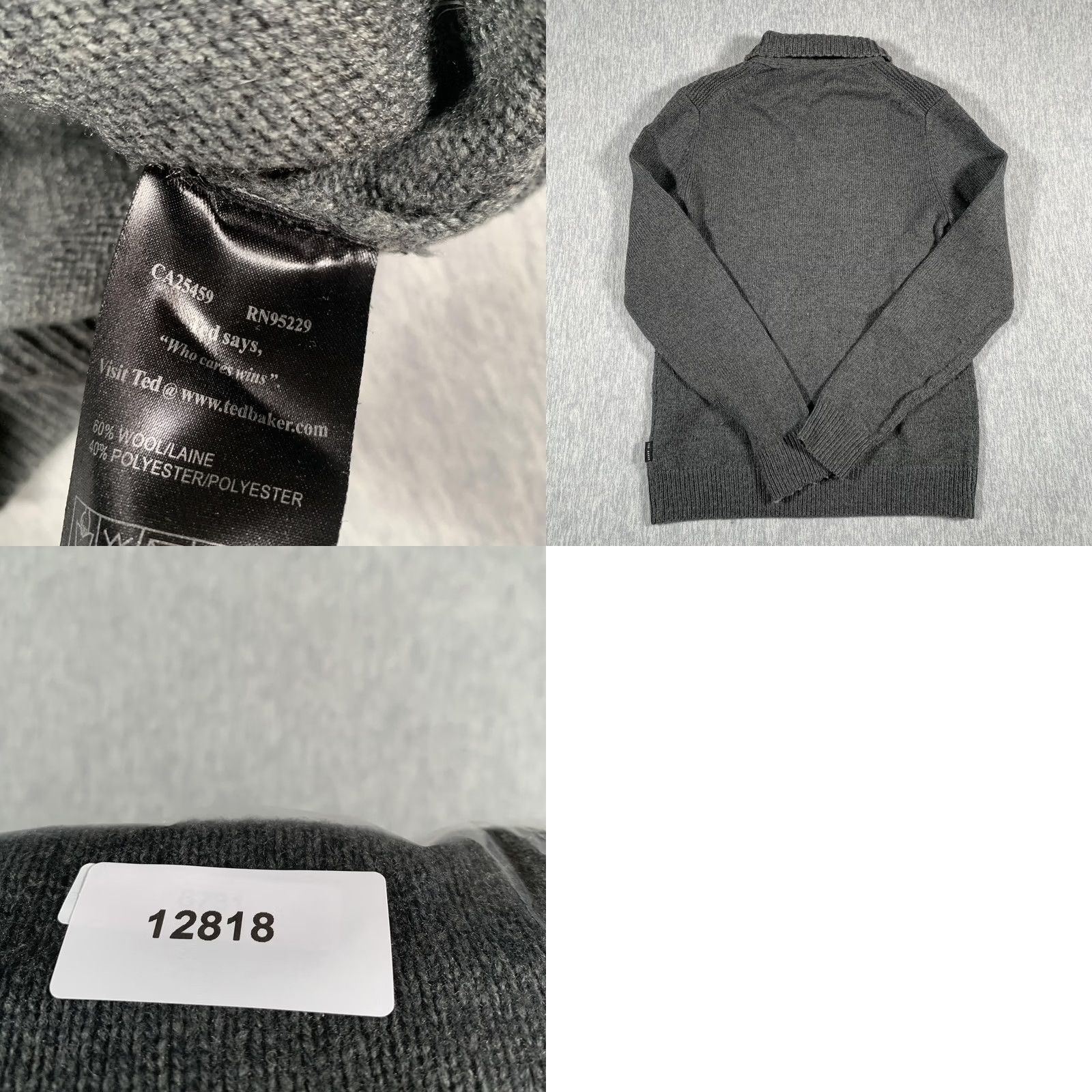 Ted Baker Ted Baker Sweater Mens Medium Gray Wool Blend Shawl Collar Elbow Patch Pullover Size US S / EU 44-46 / 1 - 8 Thumbnail