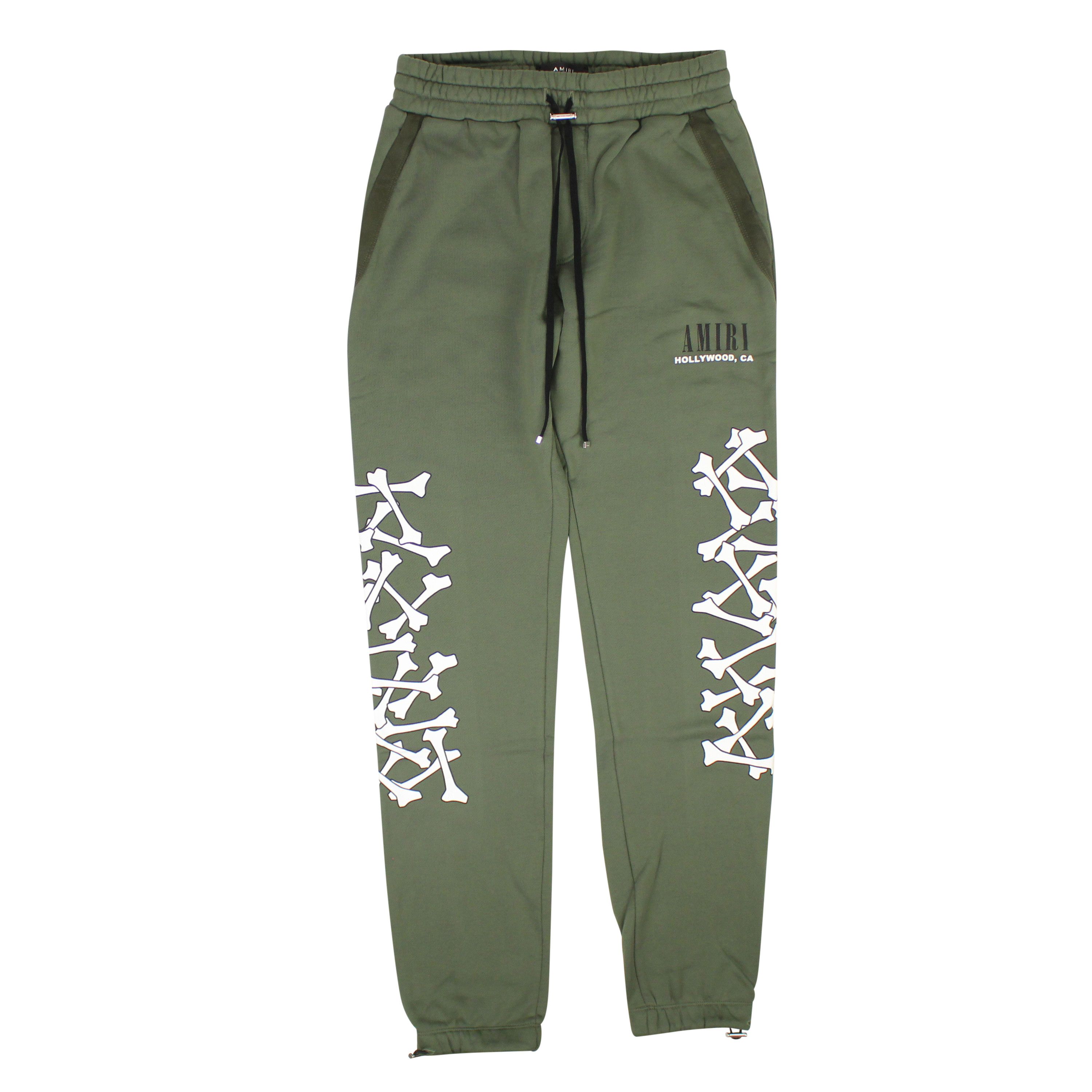 image of Amiri Bones Sweatpant Olive&white Jogger Sweatpants Size Xl, Men's