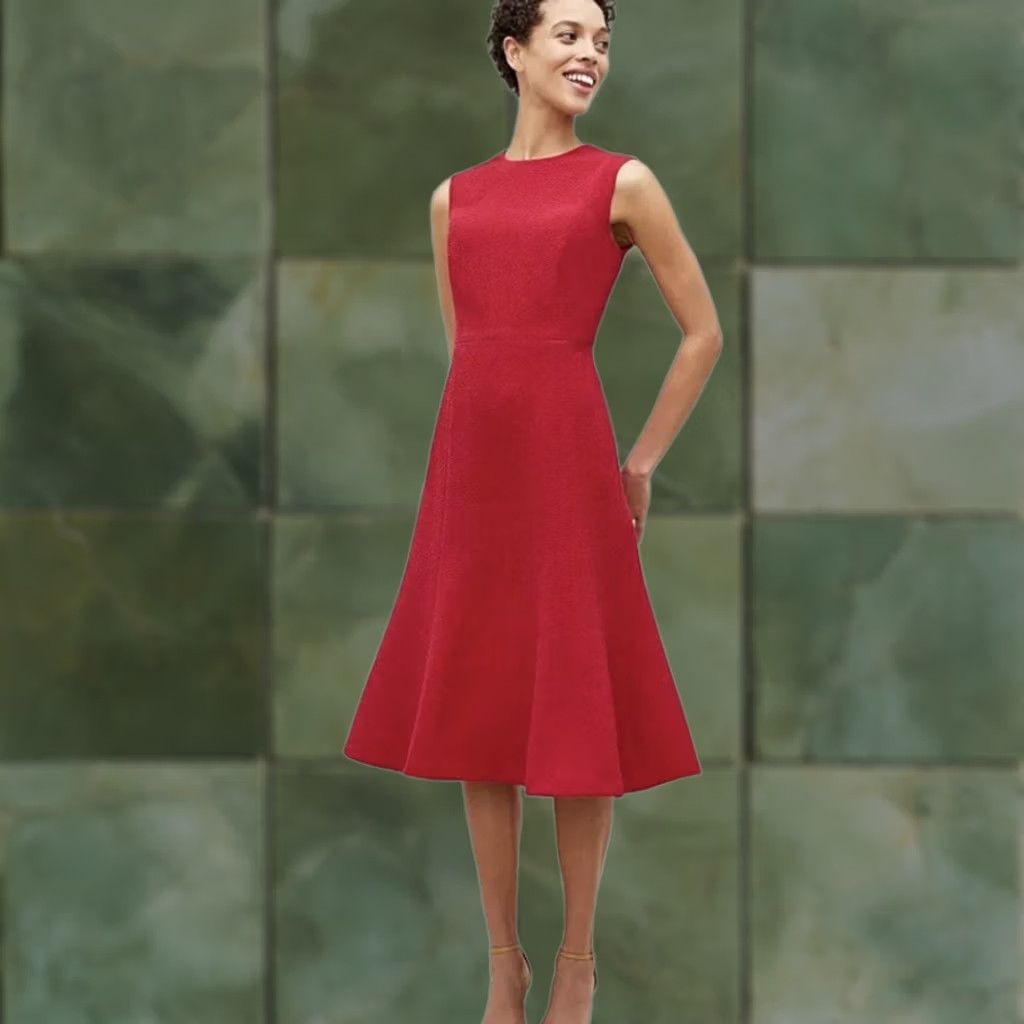 M.M.LaFleur M.M. Lafleur Jane Dress Staccato Hibiscus Dark Red Size 6 Dress Knee Length A-Line Fit & Flare Womens 6 Hibiscus Dark Red Size M / US 6-8 / IT 42-44 - 1 Thumbnail