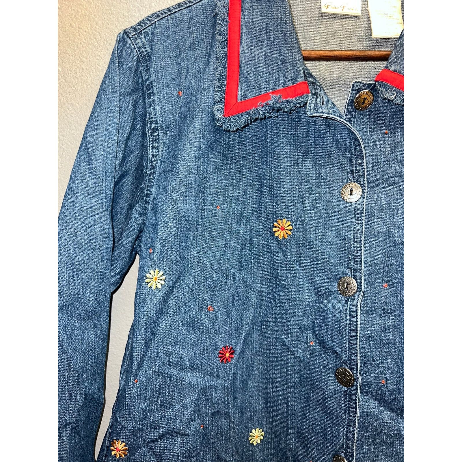 Vintage Womens Bobbie Brooks Denim Jacket Lighweight Floral Small Size S / US 4 / IT 40 - 3 Thumbnail