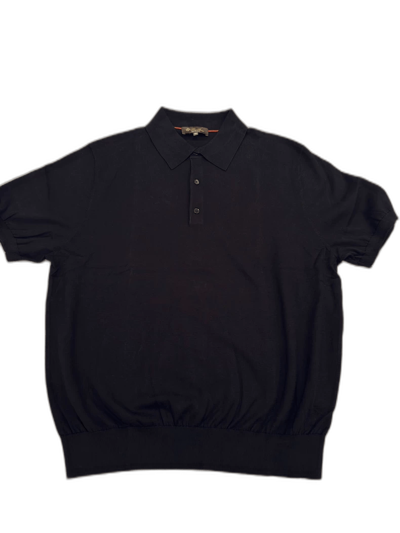 Loro Piana Loro Piana Black Silk Yarn Polo Shirt- Size US L / EU 52-54 / 3 - 1 Thumbnail
