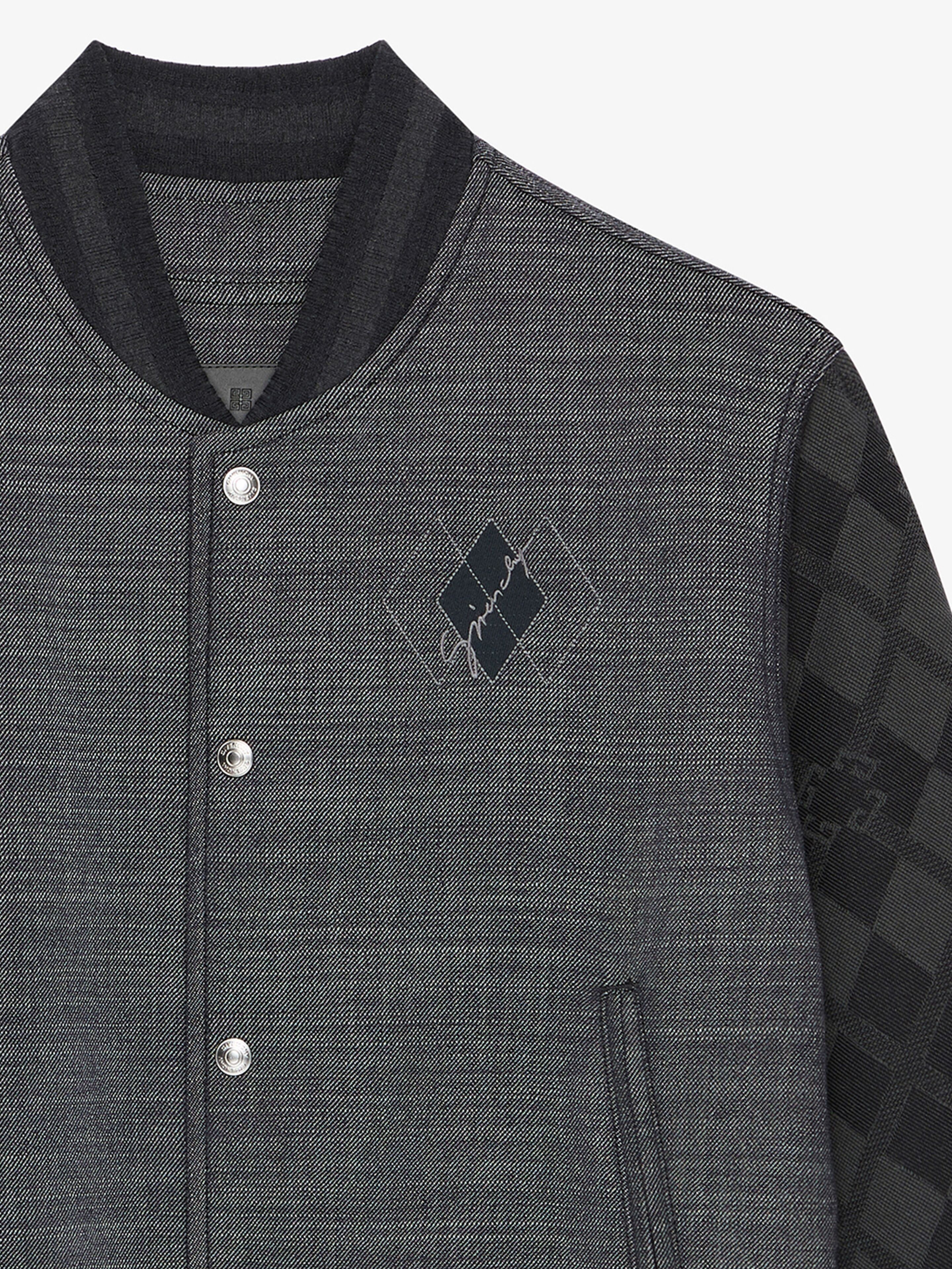 Givenchy o1w1db10925 Mix Material Varsity Jacket in Grey/Black Size US L / EU 52-54 / 3 - 2 Thumbnail