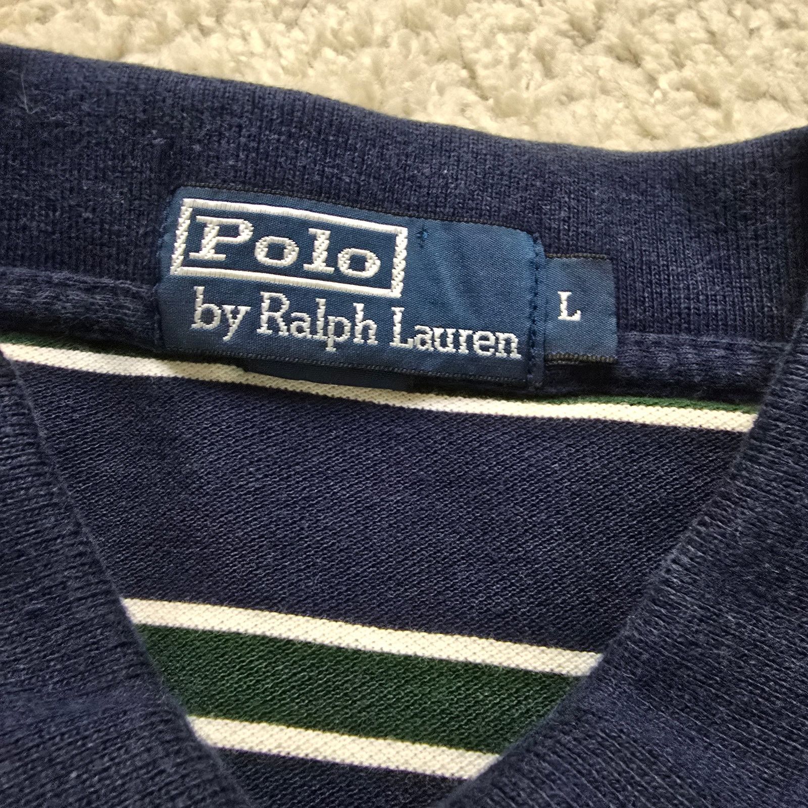 Ralph Lauren Polo Ralph Lauren Mens Vintage VTG Stripe button Polo Blue Size US L / EU 52-54 / 3 - 5 Thumbnail