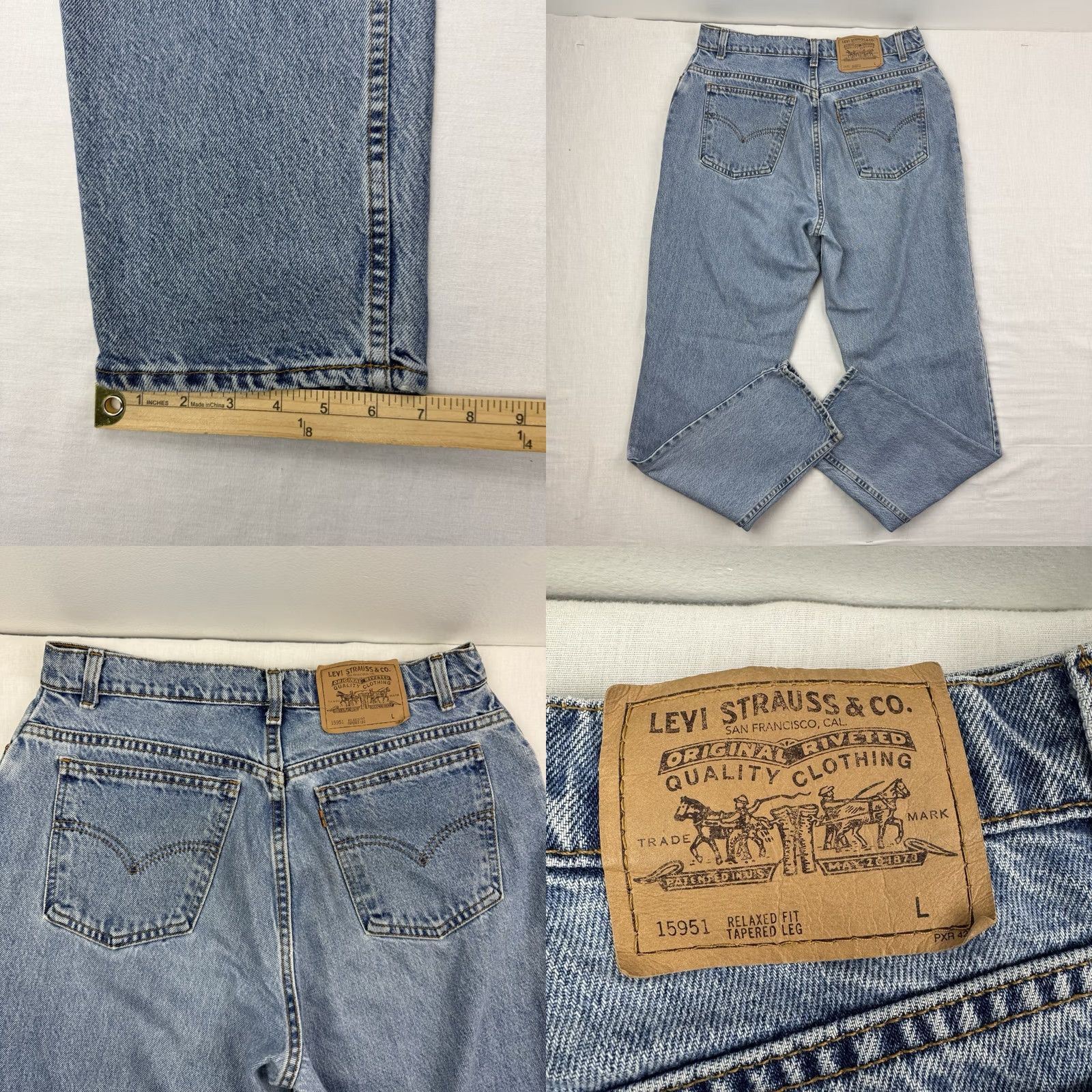 Levi's VINTAGE Levi's 15951 Jeans Womens 14 Long Relaxed Tapered Fit Made In USA 90s Size 36" / US 14 / IT 50 - 9 Thumbnail