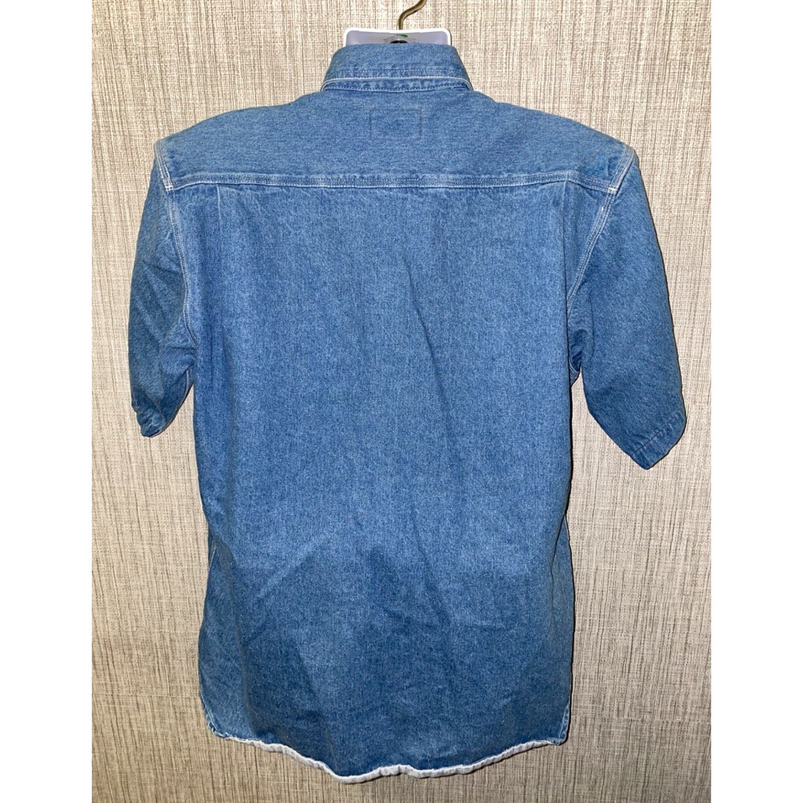 Denime Gary Messe Mens Denim Button-Up Shirt Blue Short Sleeve Size L Regular Cotton Denim Shirt Men Casual Button Front Size US L / EU 52-54 / 3 - 5 Thumbnail