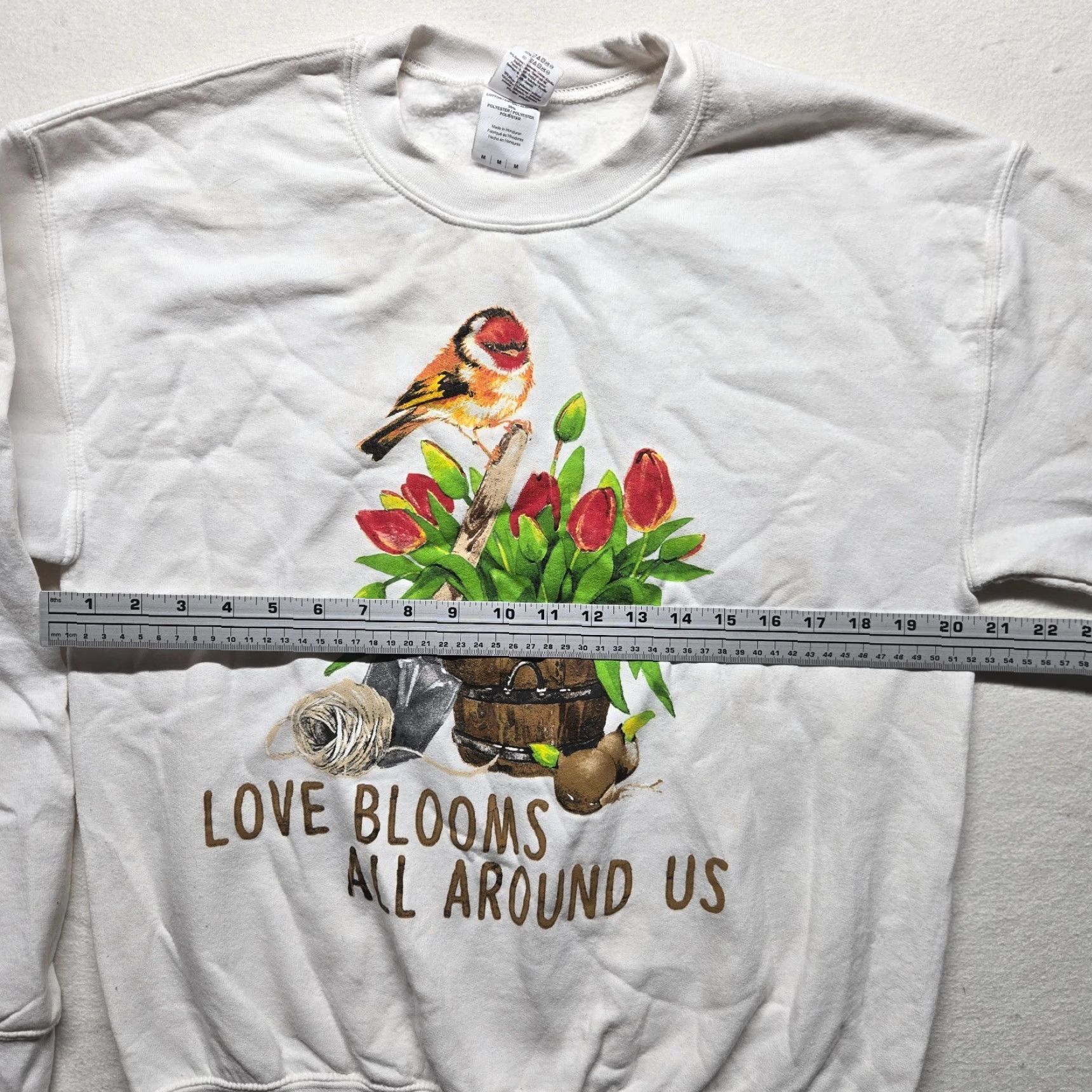 Gildan VINTAGE Gildan Birds Garden Sweater Long Sleeve Women's Medium White Floral Art Pattern Size M / US 6-8 / IT 42-44 - 5 Thumbnail