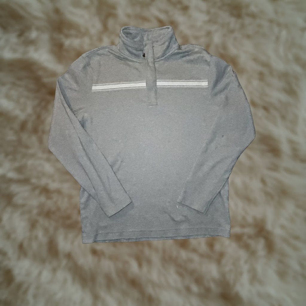 Banana Republic Banana Republic Pullover 1/4 Zip Striped Gray Long Sleeve Mens L Mock Neck Casual Sweater Size US L / EU 52-54 / 3 - 1 Thumbnail