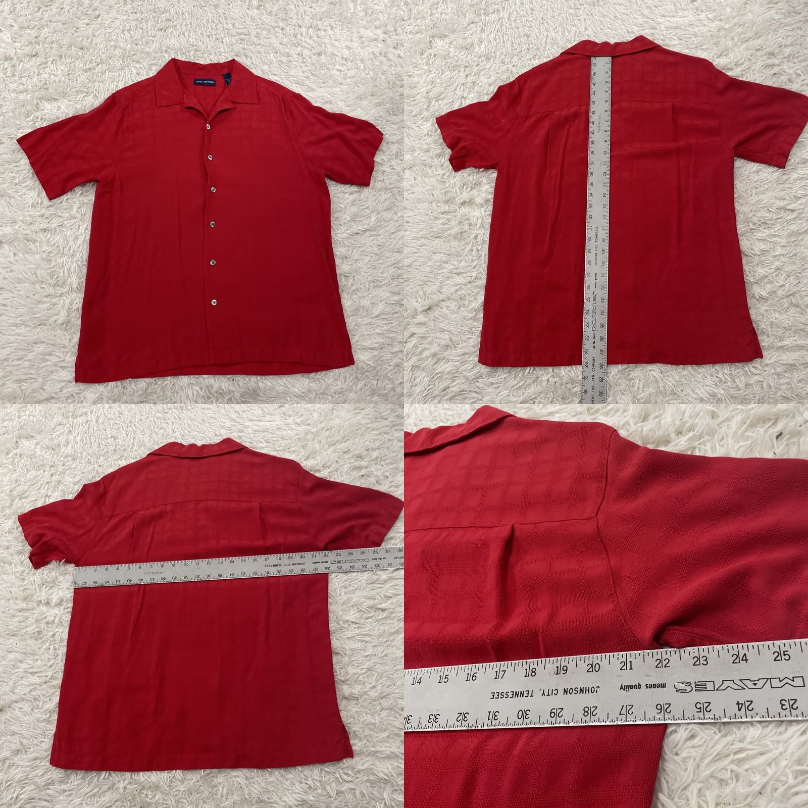 Vintage JOHN ASHFORD Vintage Button Shirt Men M Red 100% Silk Check Knit Relaxed Retro 70s 90s Knit Shirt Mens Red Silk Button Shirt Vintage Size US M / EU 48-50 / 2 - 11 Thumbnail