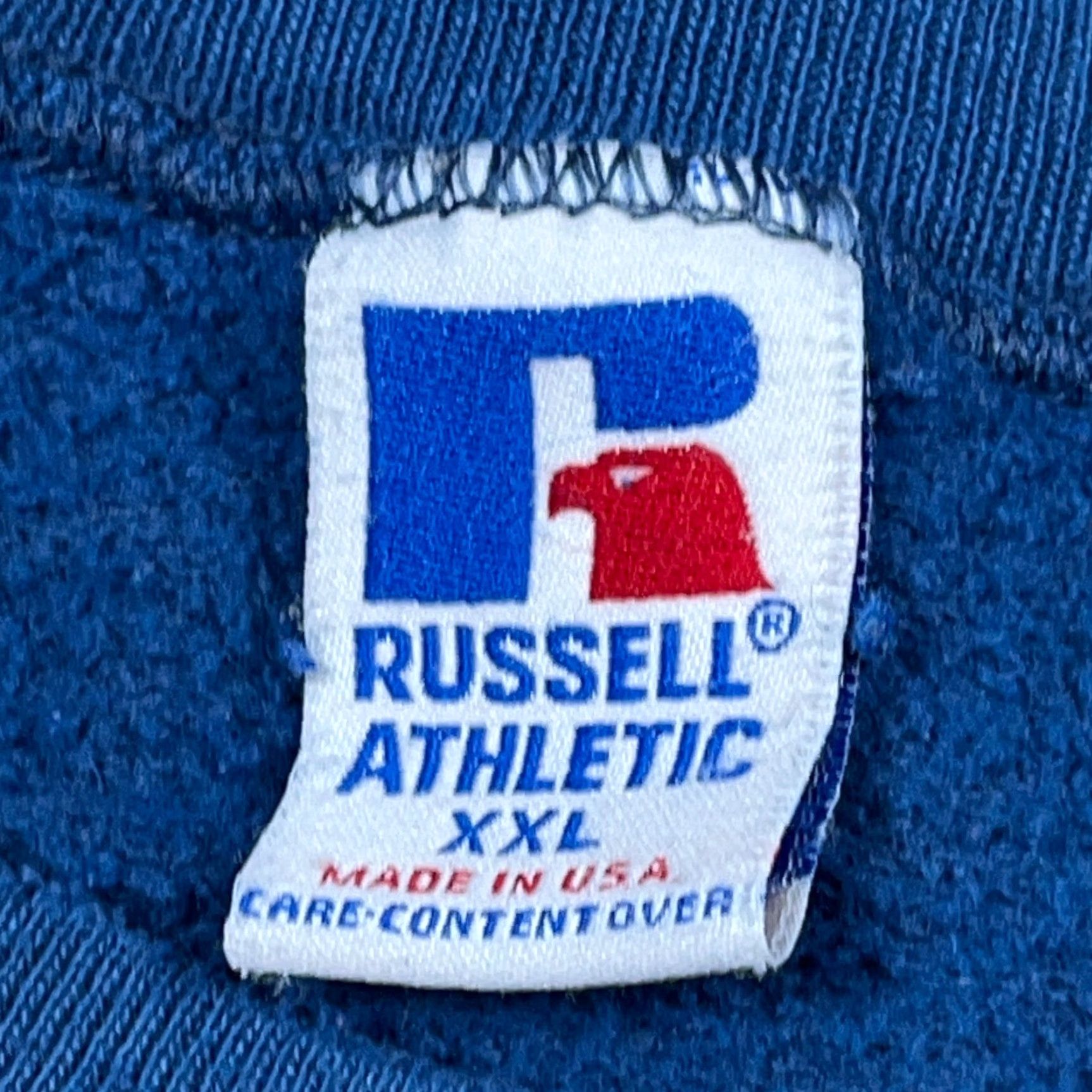 Russell Athletic Vintage Russell Sweatshirt Men 2XL Blue Crewneck USA 90s Spellout Embroidered Sweatshirt Size US XXL / EU 58 / 5 - 3 Thumbnail