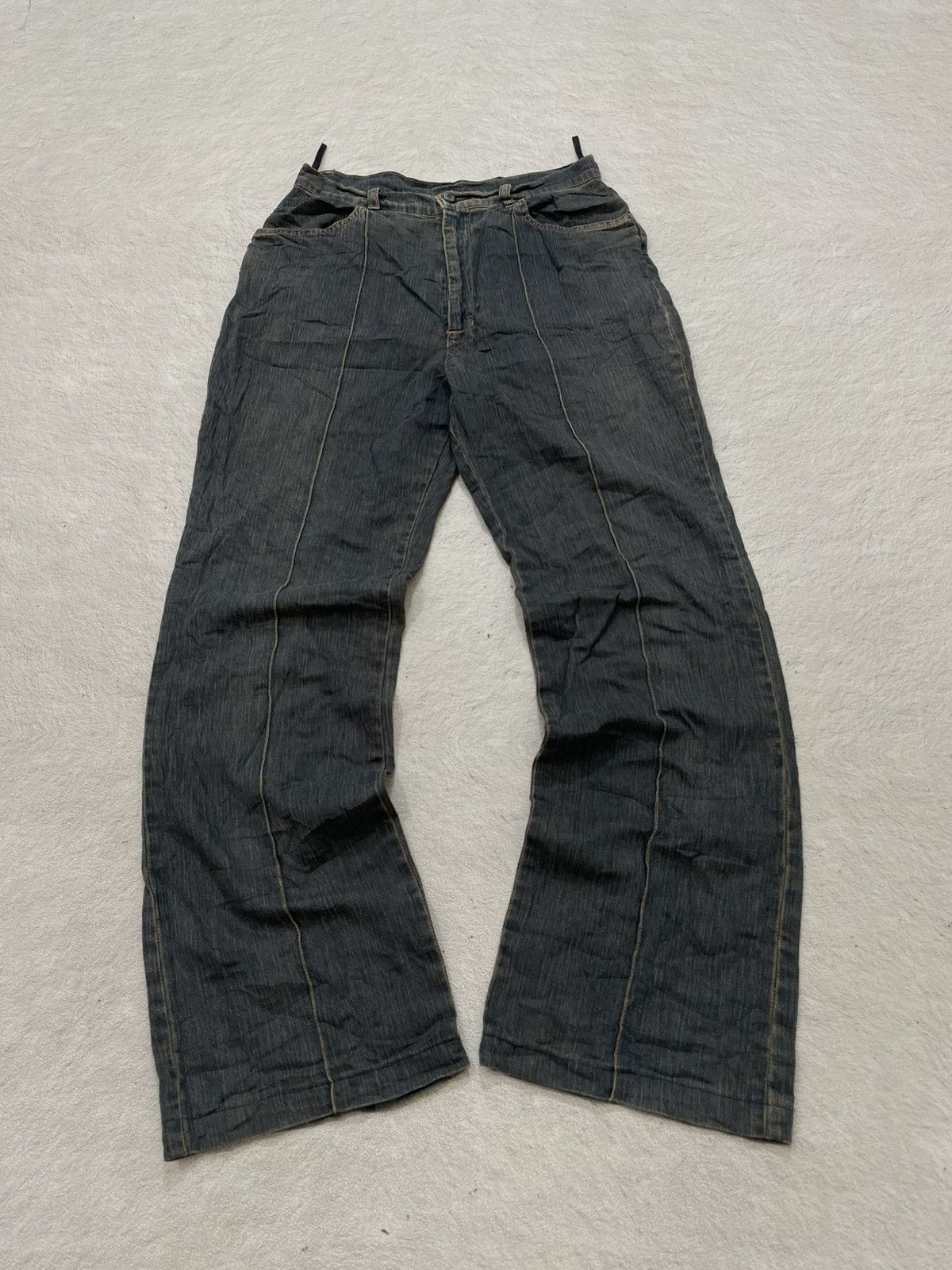 Japanese Brand 2000s Japan Dark Denim Panel Seam Faded Indigo Kapital Y2K Size US 26 / EU 42 - 1 Thumbnail
