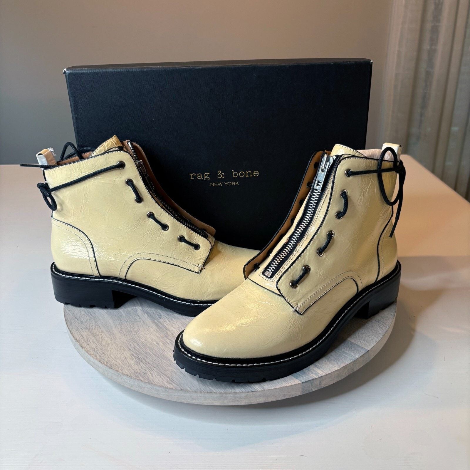 Rag & Bone Rag & Bone Cannon Leather Combat Boots Antique White Size 10 Size US 10 / IT 40 - 1 Thumbnail