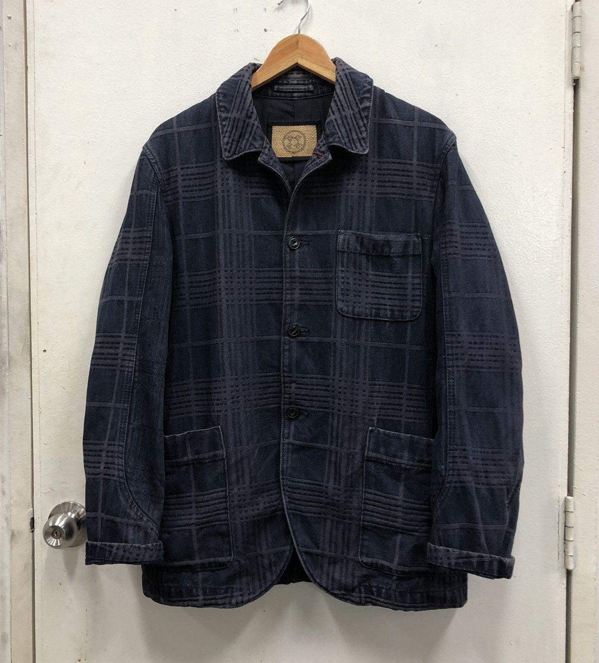 PPFM PPFM Embroidery Checked Chore Denim Jacket Size US L / EU 52-54 / 3 - 4 Thumbnail