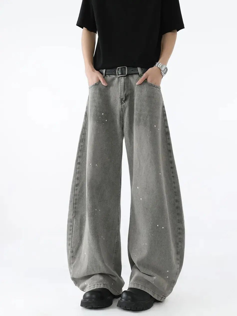 Japanese Brand Retro loose wide leg splashed ink jeans Size US 32 / EU 48 - 1 Thumbnail