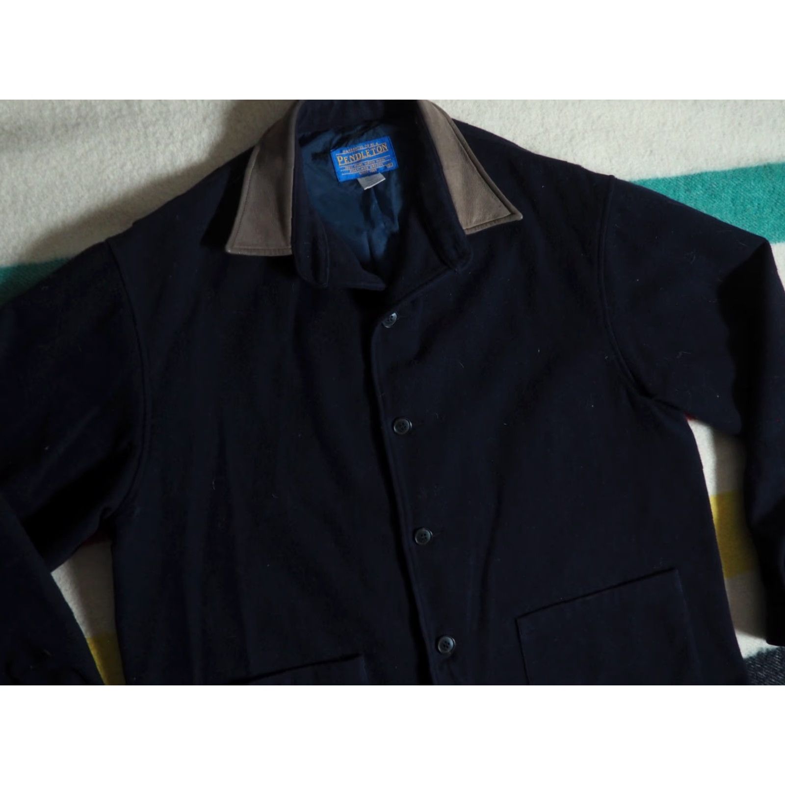 Pendleton VTG Pendleton Wool Barn Coat XL 100% Wool Dark Navy Blue Button Chore Coat Mens XL Size US XL / EU 56 / 4 - 2 Thumbnail