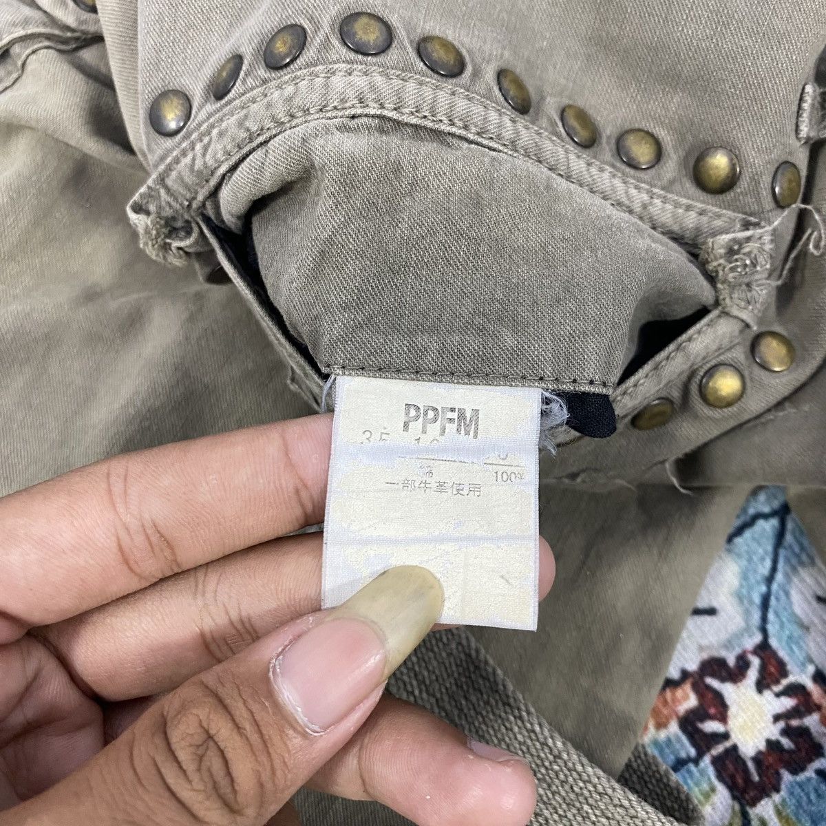 KMRii × Le Grande Bleu (L.G.B.) × PPFM Vintage PPFM “Freedom Of Speech” Bondage Studed Cargo Pants Size US 30 / EU 46 - 12 Thumbnail