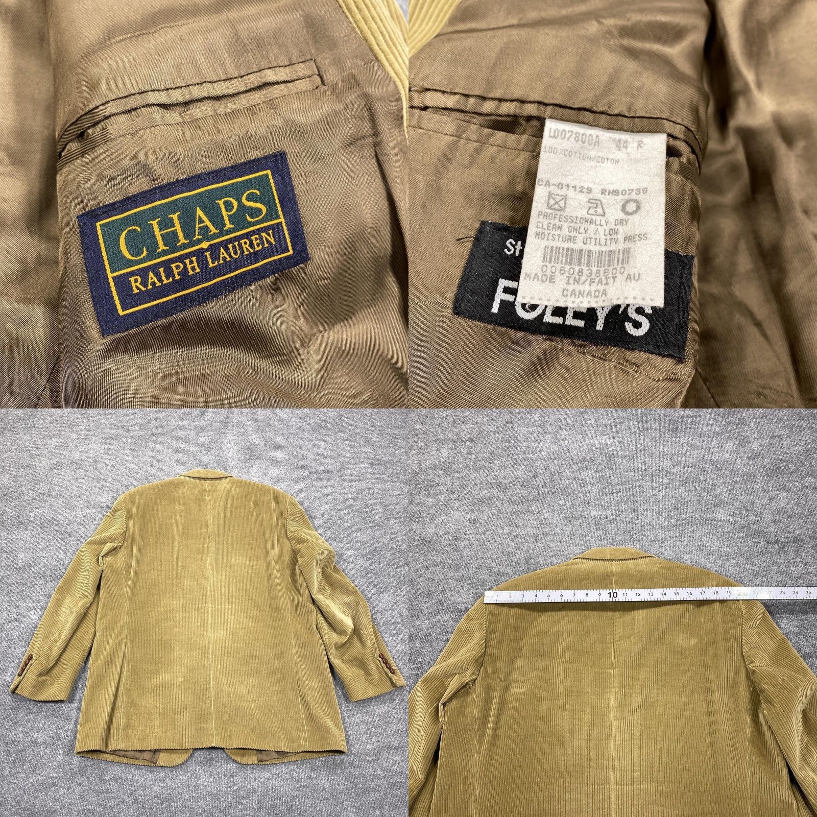 Chaps Chaps Ralph Lauren Sport Coat Mens 44R Tan Corduroy Made in Canada 3 Button Size US S / EU 44-46 / 1 - 8 Thumbnail