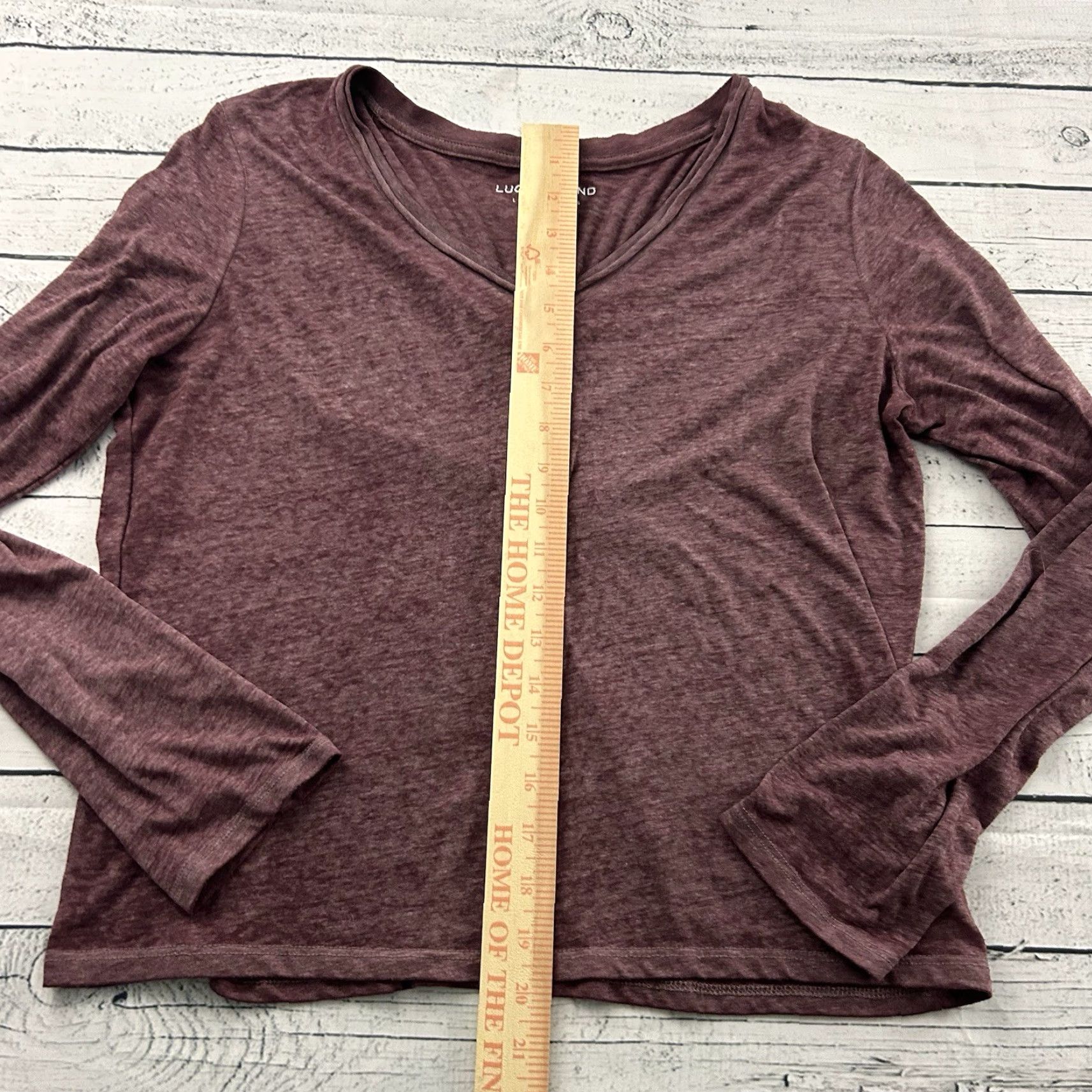Lucky Brand Lucky Brand T-Shirt Women’s Long Sleeve V-Neck Burnout Maroon Medium Size M / US 6-8 / IT 42-44 - 3 Thumbnail