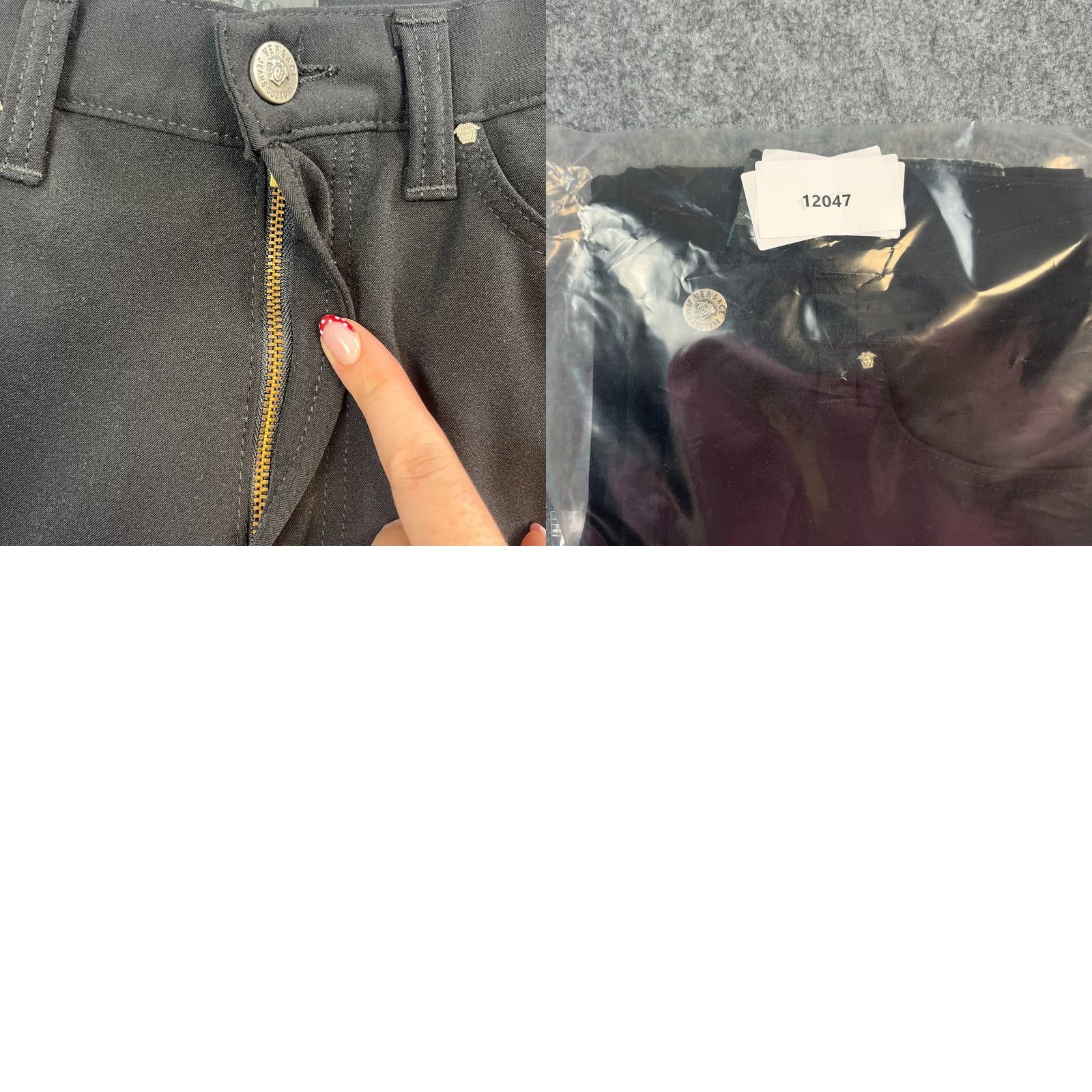 Versace VINTAGE Versace Black Straight Trousers 29 32 UK 10 Womens Pants Chino Flagship Logo Glitter Design Ballistic Elasticated? Size 29" - 9 Thumbnail