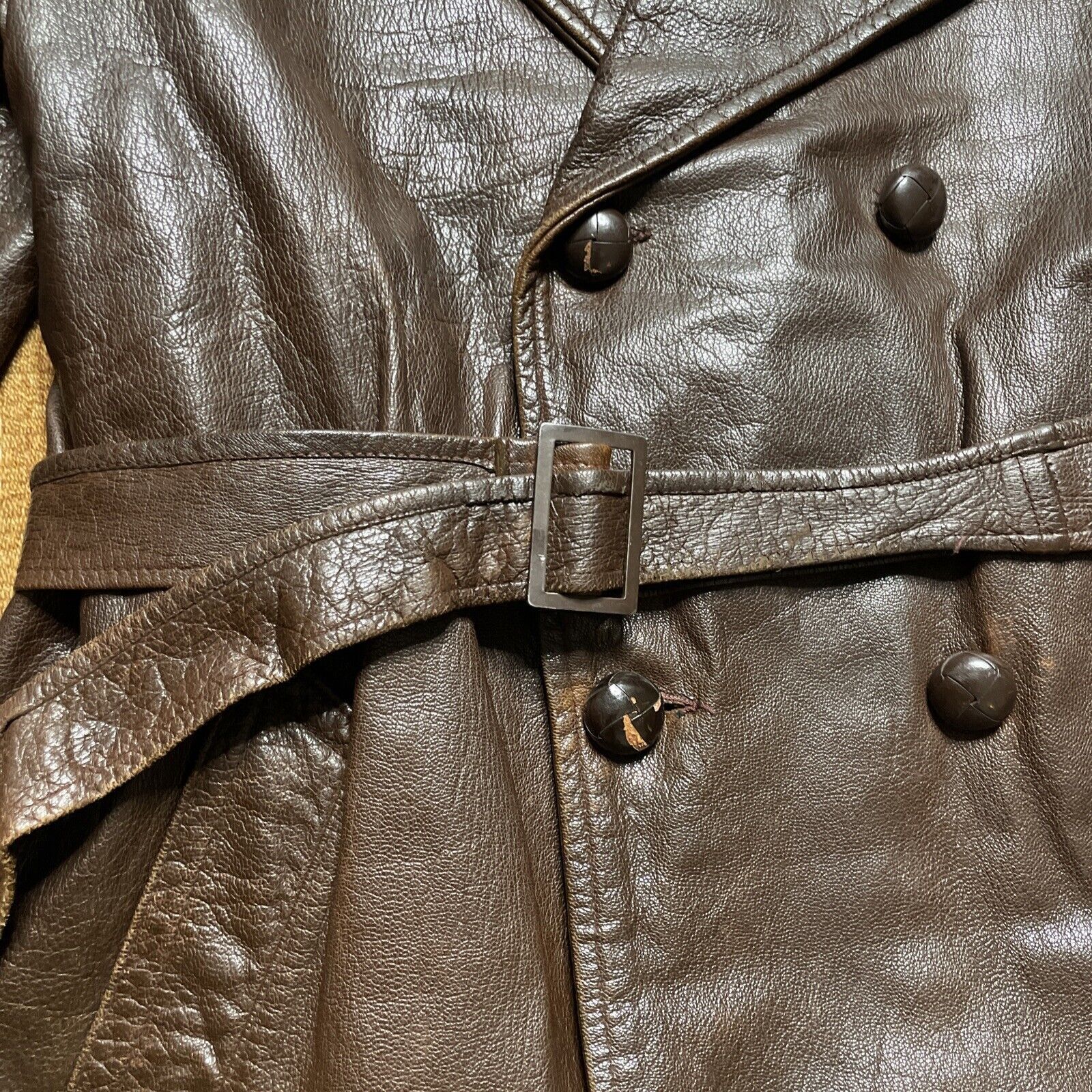 Leather × Vintage Vtg Monarch Goatskin Leather Double Breasted Trench Coat Size L / US 10 / IT 46 - 5 Thumbnail