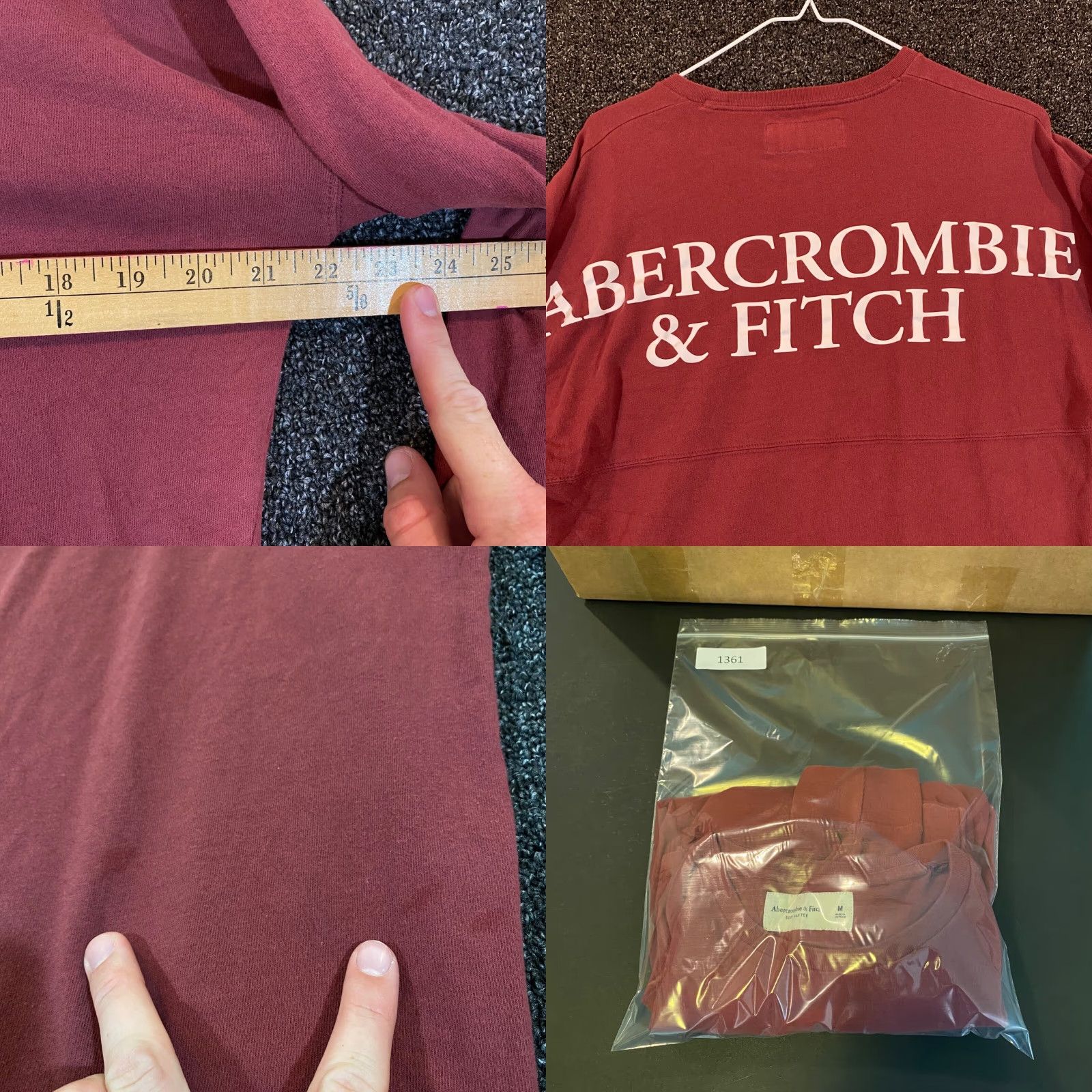 Abercrombie & Fitch Abercrombie & Fitch Shirt Mens Medium Red Long Sleeve Big Spell Out Outdoor Soft Size US XXL / EU 58 / 5 - 8 Thumbnail