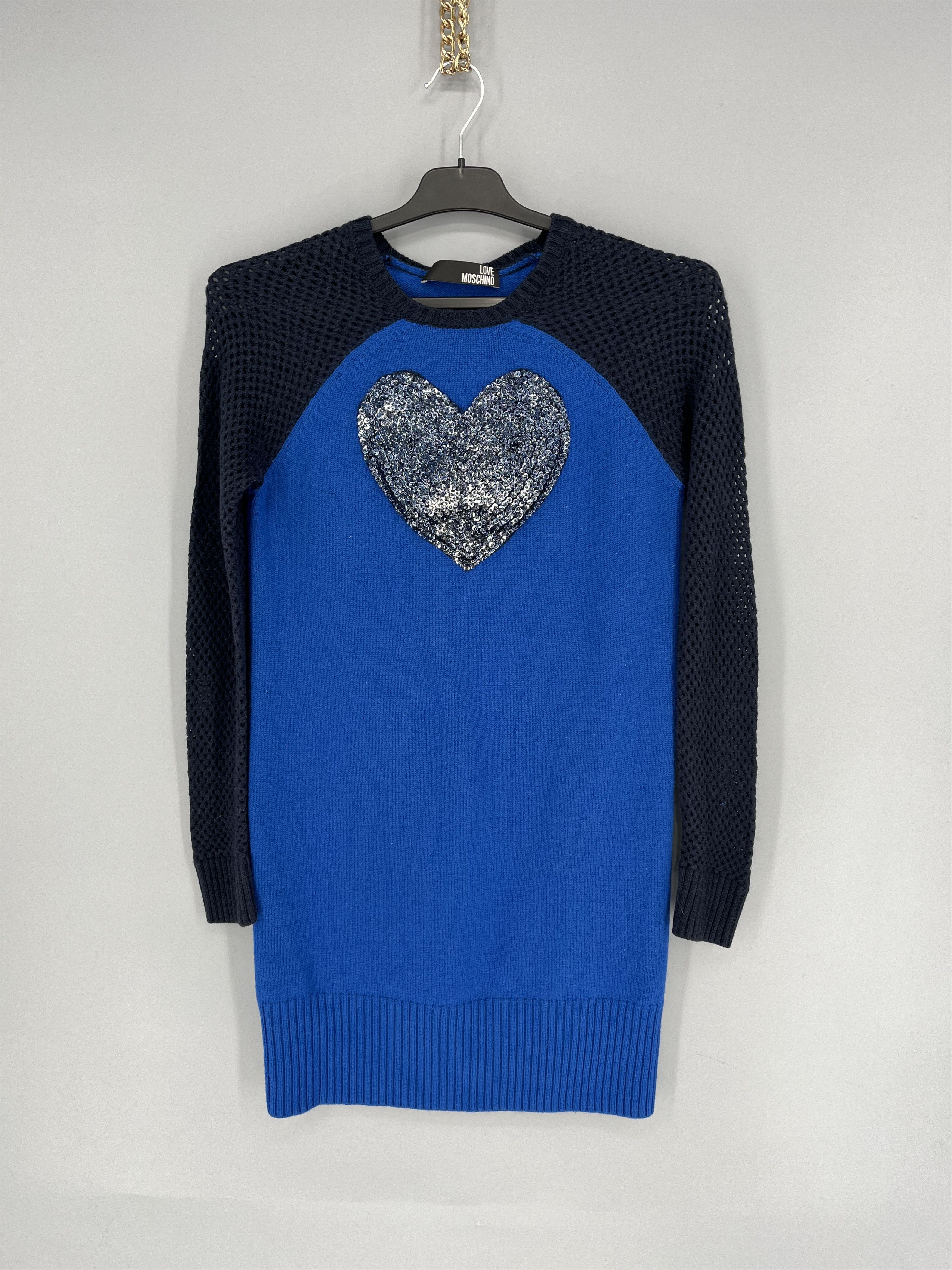 Moschino Moschino Wool Mini Dress Central Heart Logo Size S / US 4 / IT 40 - 1 Thumbnail