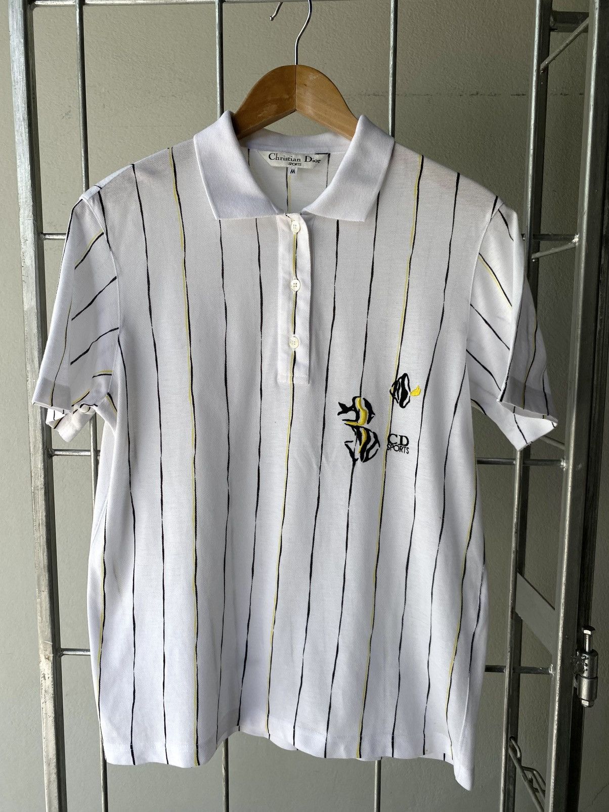 Christian Dior stripped white polo shirt with embroidery