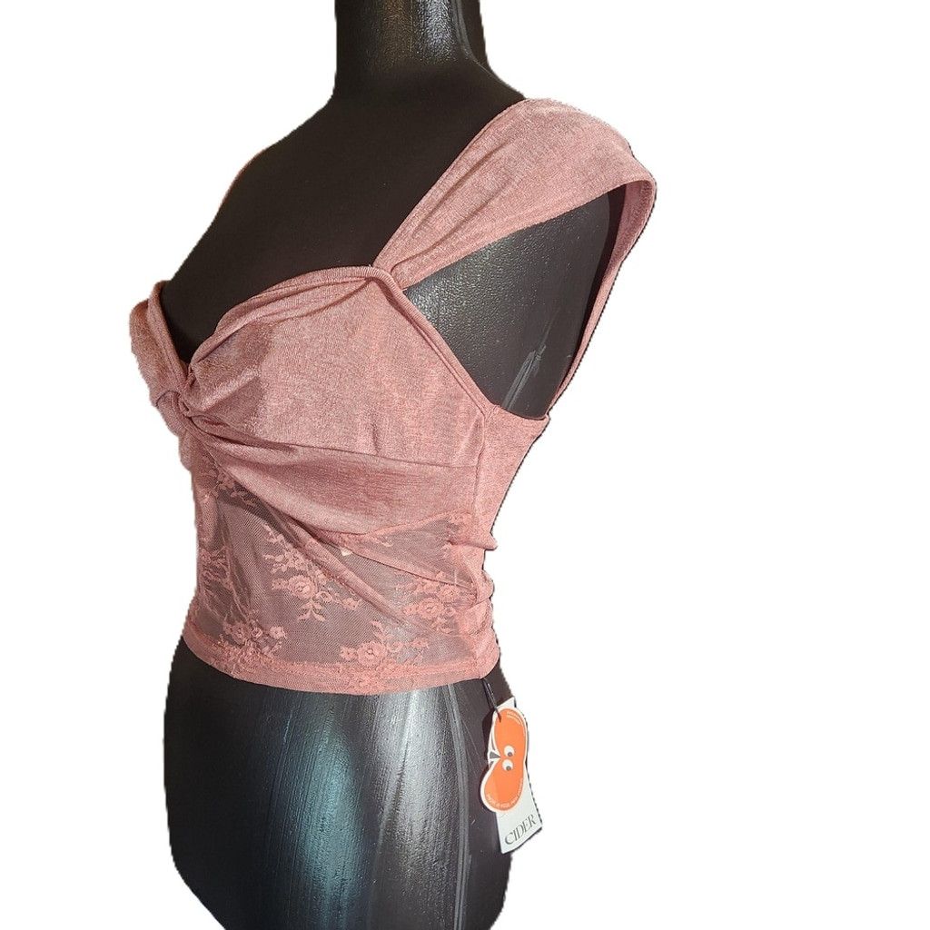 Cider NWT Cider Womens Pink Knot Front Sheer Crop Top XL Size XL / US 12-14 / IT 48-50 - 3 Thumbnail