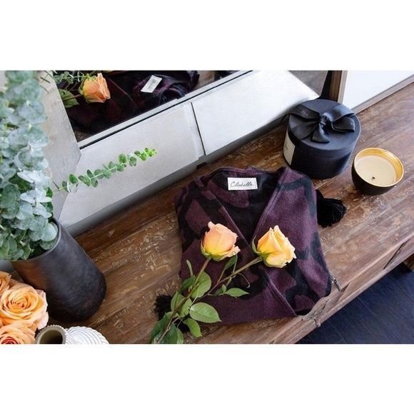Cleobella Cleobella Wine With Black Contrast & Tassels Sevigny Capelet Size ONE SIZE - 3 Thumbnail