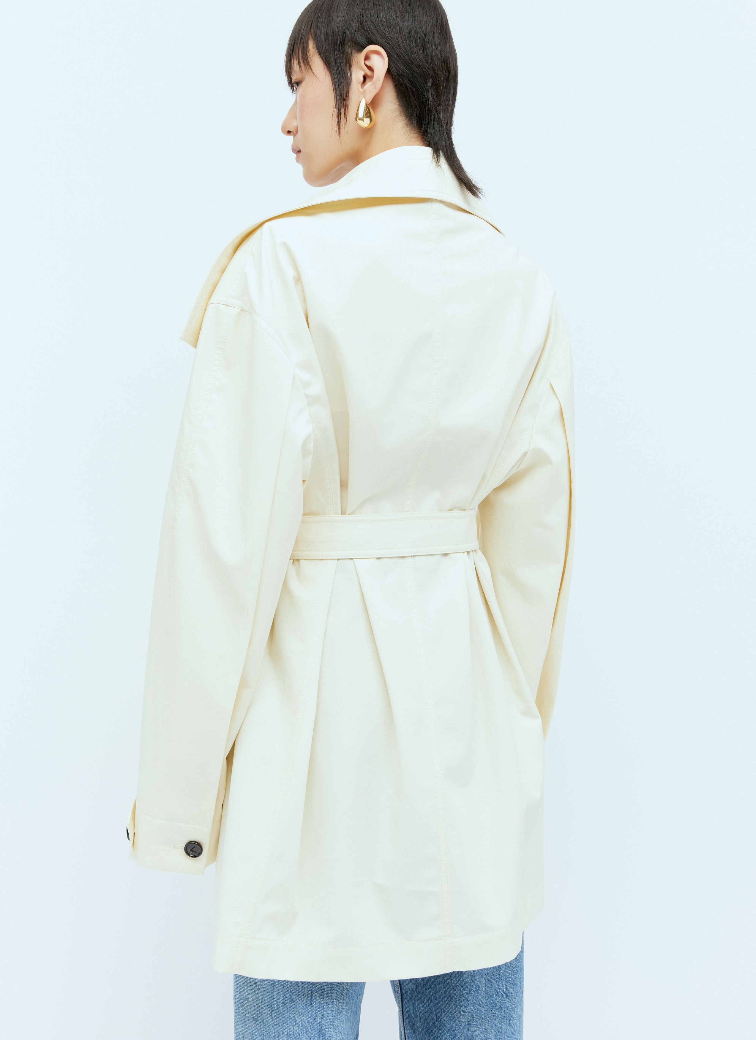 Bottega Veneta o1n1vont1225 Light Cotton Twill Trench Coat in Cream Size S / US 4 / IT 40 - 4 Thumbnail