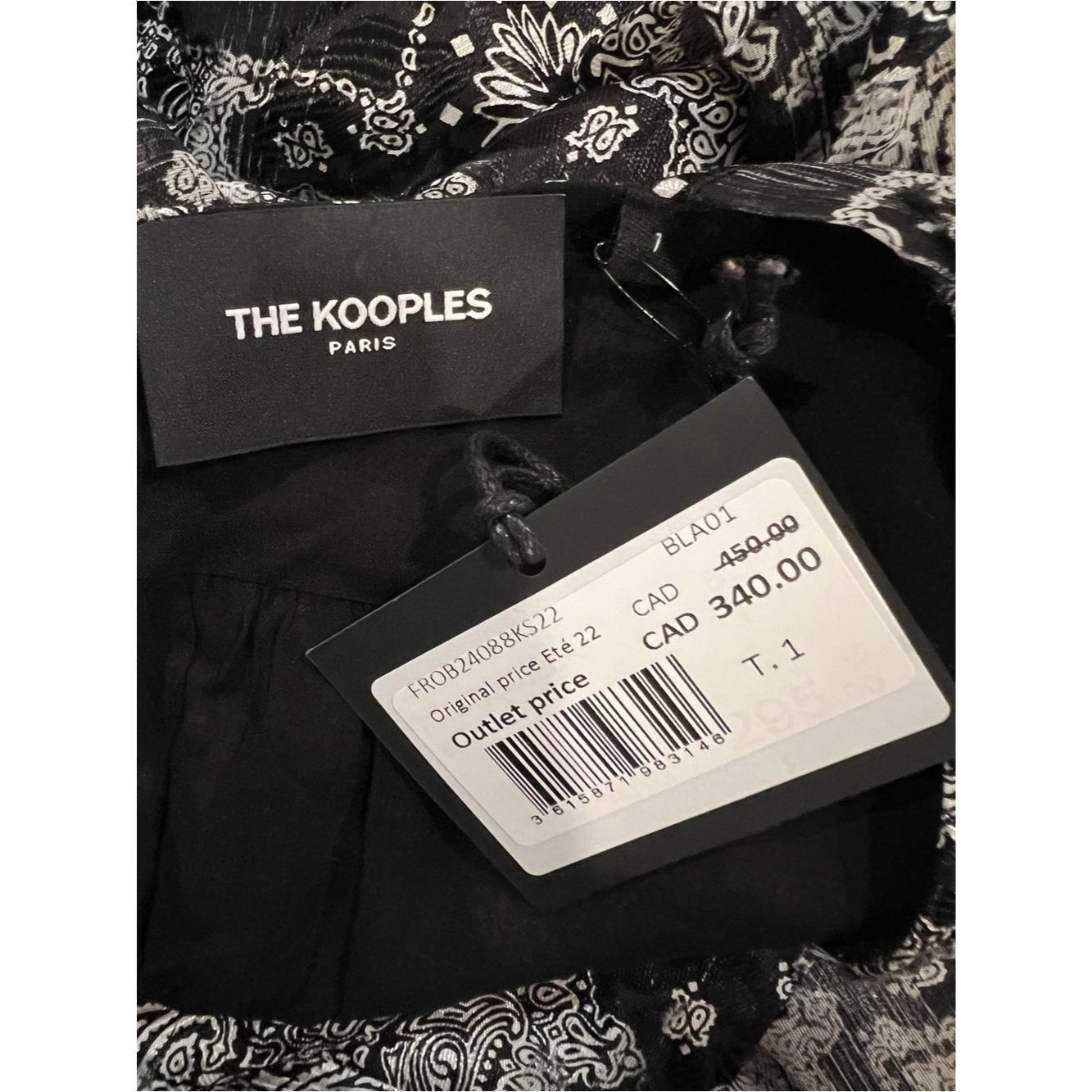 The Kooples NWT The Kooples Bandana Print V-Neck Midi Dress Black & Whi Size S / US 4 / IT 40 - 5 Thumbnail