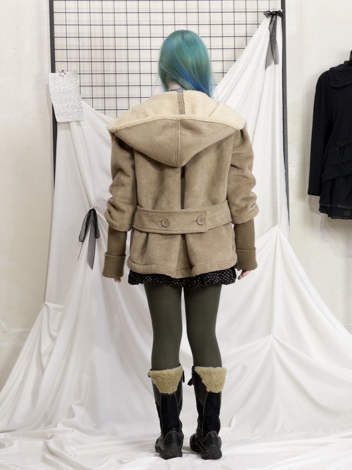 Vintage Faux shearling hooded coat in beige mori kei softcore Size M / US 6-8 / IT 42-44 - 13 Thumbnail