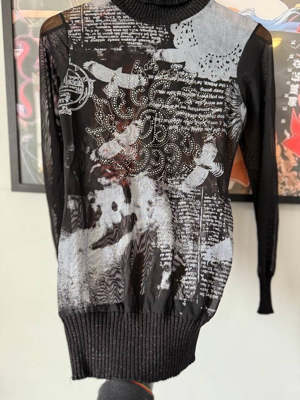 Vintage Very crazy Mesh Top Shirt Long Sleeve Printed Graphic Size M / US 6-8 / IT 42-44 - 4 Thumbnail