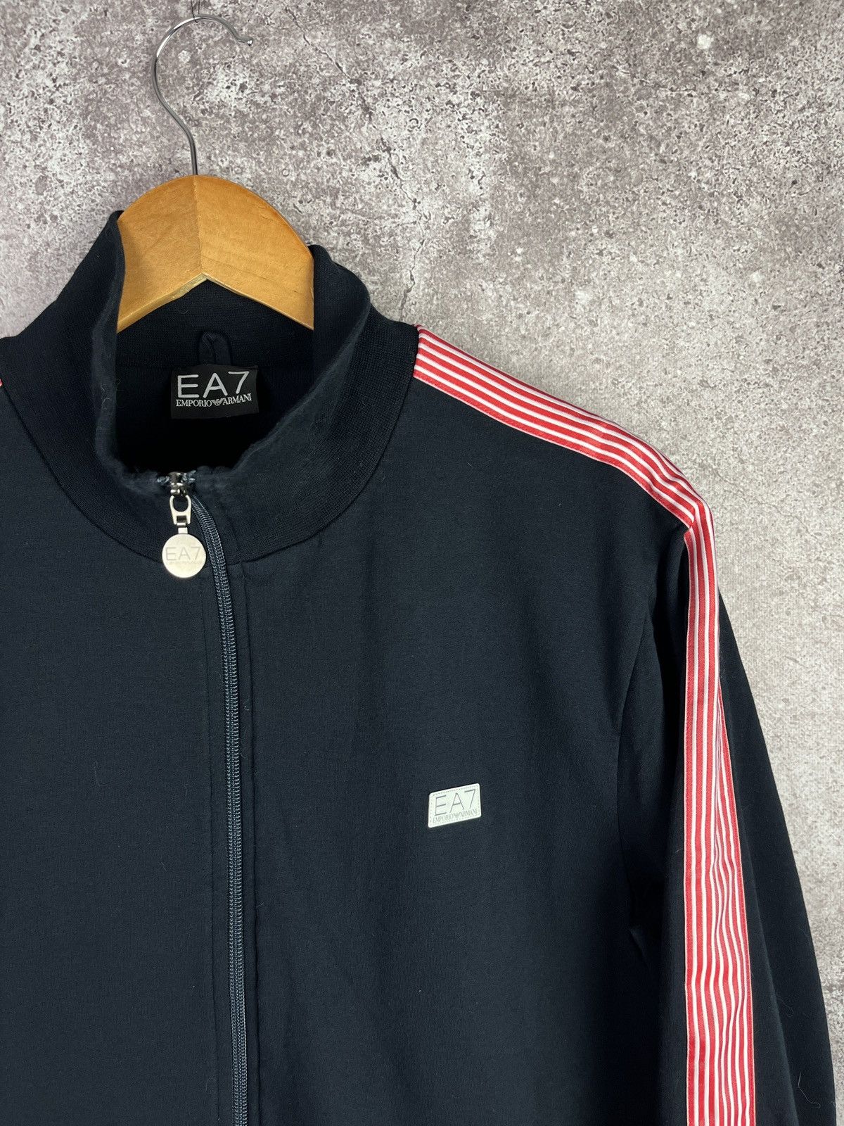 Emporio Armani Black Track Jacket Red Stripe Zip Sweatshirt Size XL Sport Size XL / US 12-14 / IT 48-50 - 2 Thumbnail