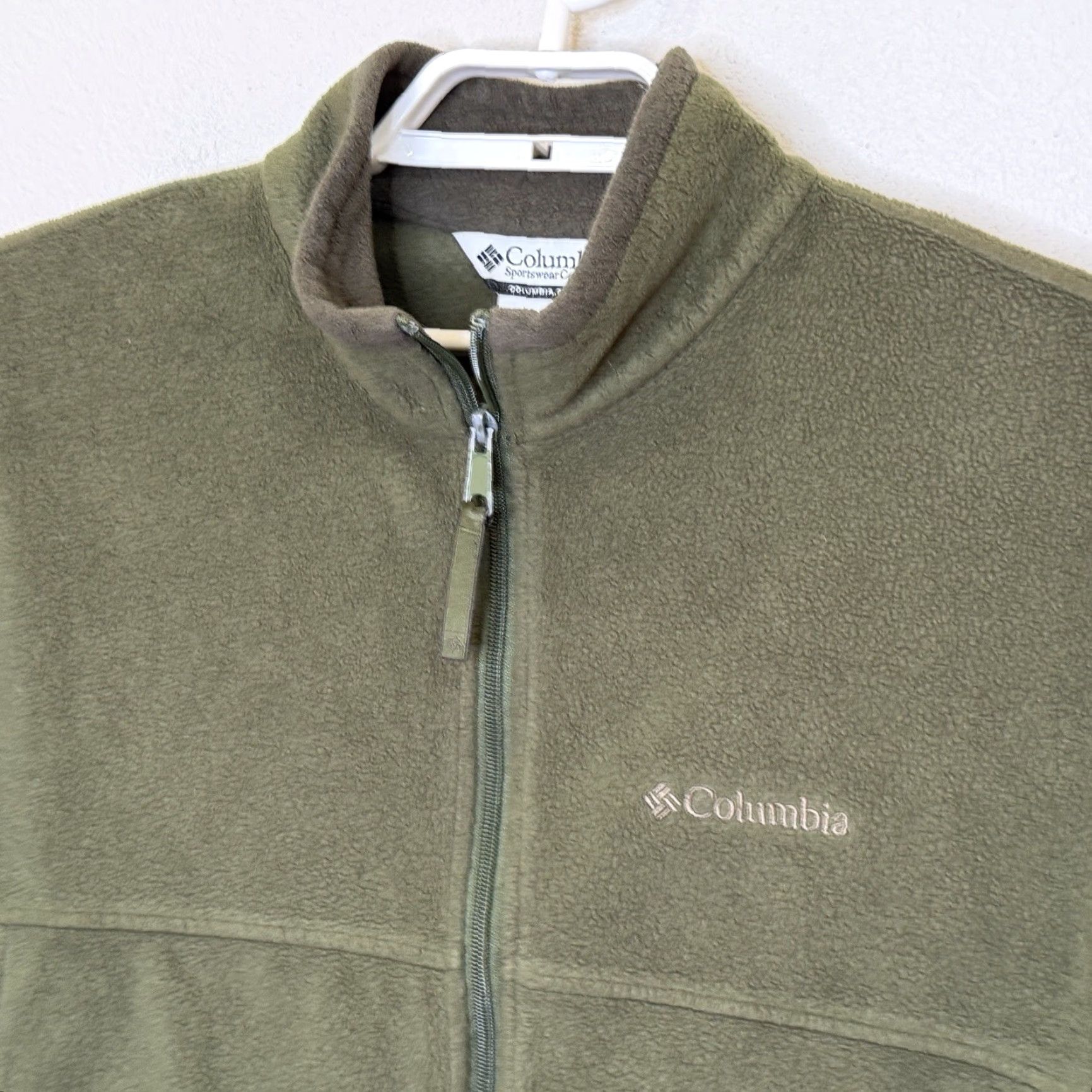Vintage Columbia Fleece Jacket Mens Large Green Full Zip Lightweight Bomber Jacket Zip Pockets Regular Fit Size US L / EU 52-54 / 3 - 2 Thumbnail