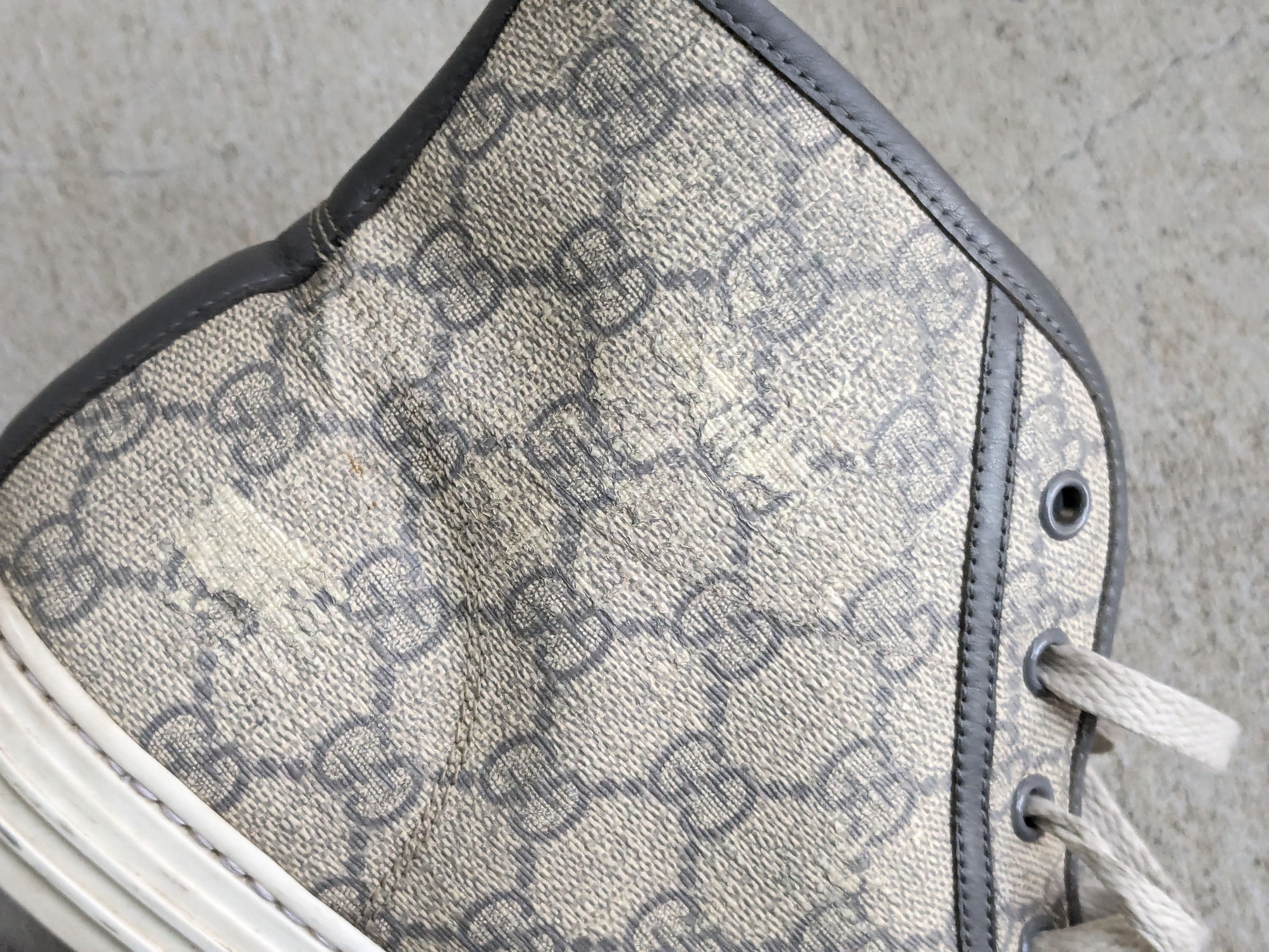 Gucci Gucci Monogram Sneakers 12.5 Canvas Gray White High Size US 12.5 / EU 45-46 - 13 Thumbnail