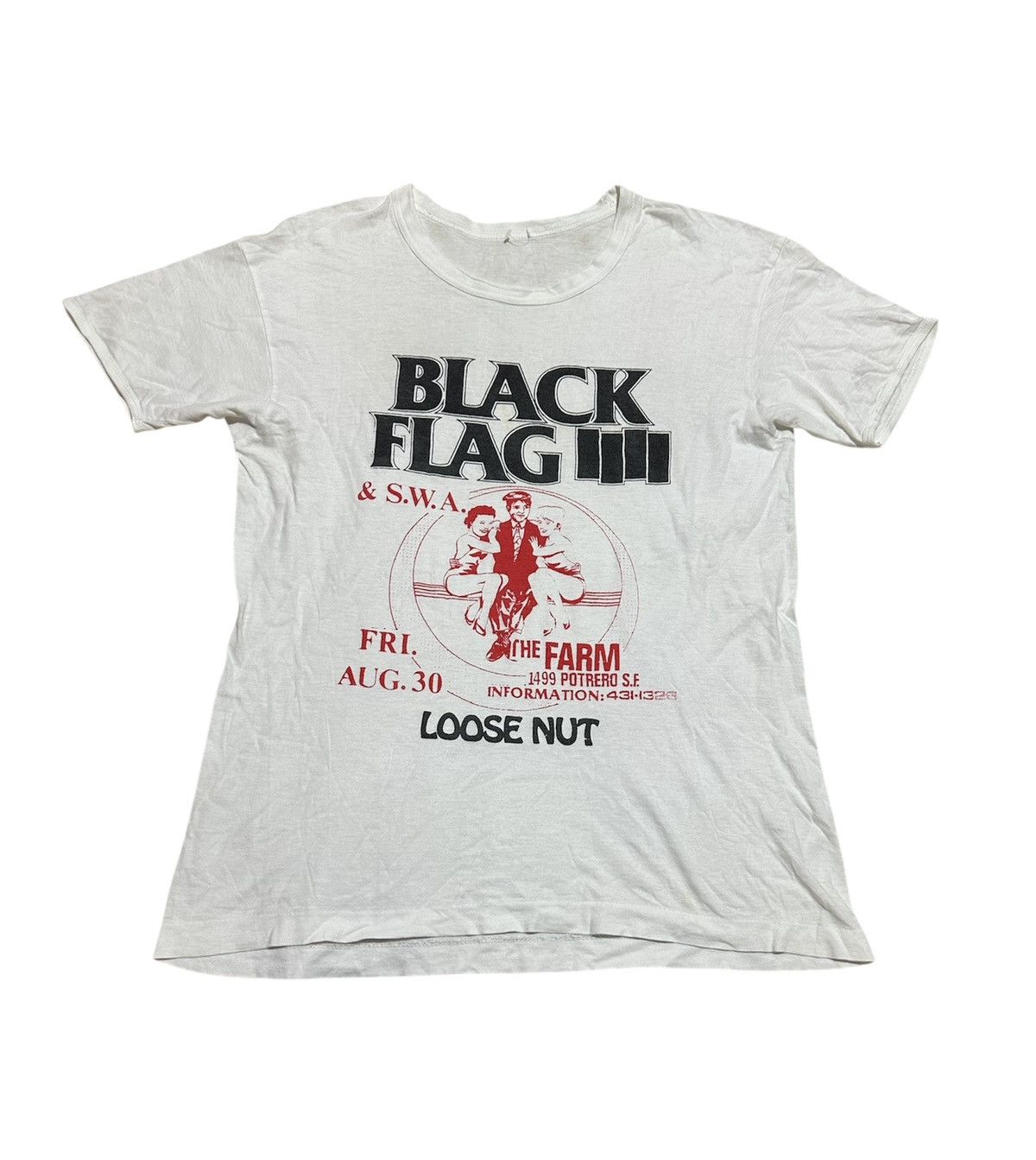 Vtg 80s Black Flag Loose nut band tee