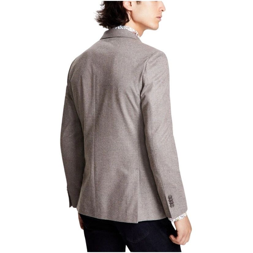 Bar III Bar III Men's Tan Herringbone Knit Slim Suit Jacket Size 40S Size 40S - 4 Thumbnail
