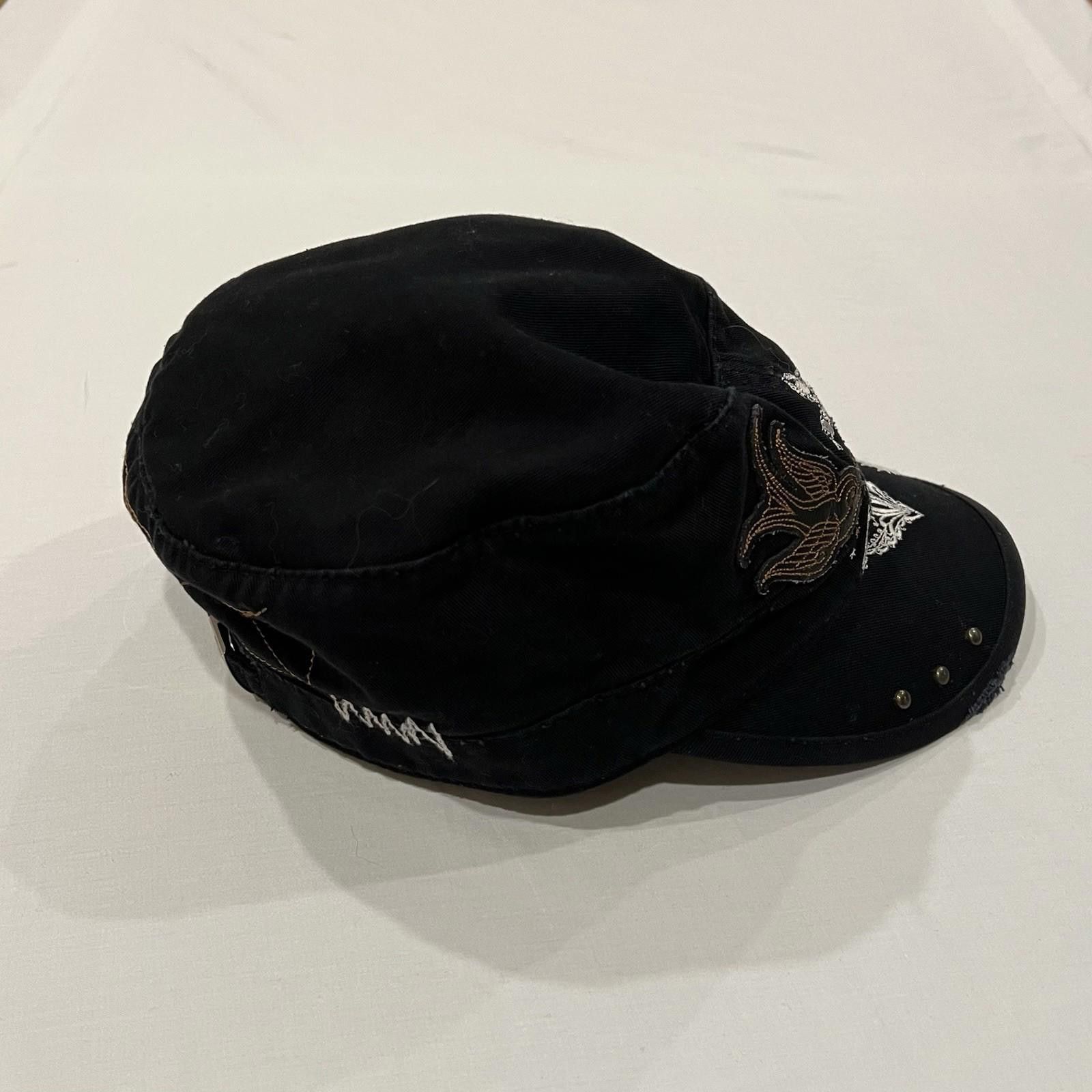 Affliction Sinful Affliction Black Embroidered Military Cap Y2K Womens Size ONE SIZE - 5 Thumbnail