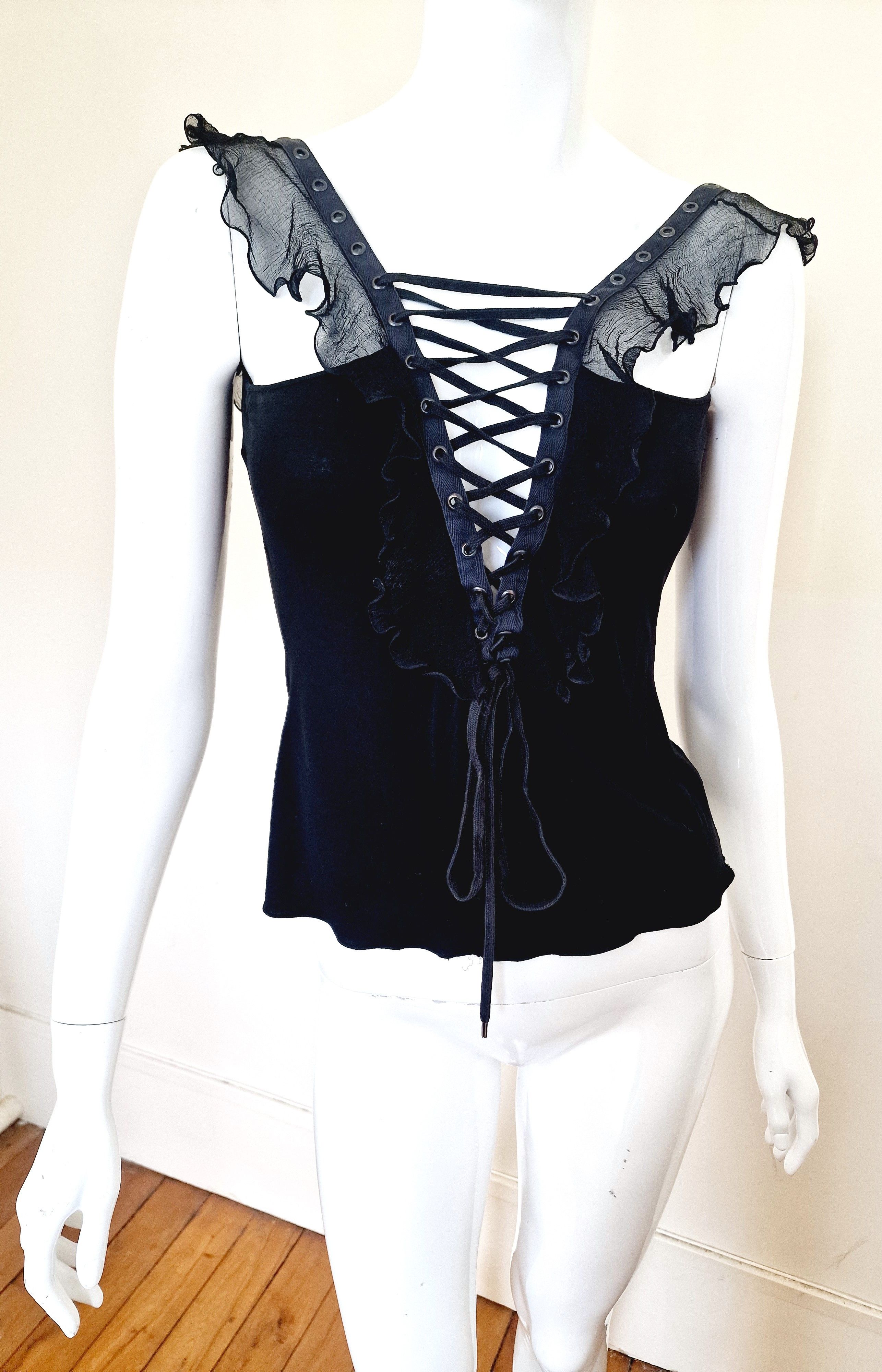 Dior Christian Diorby John Gallino S/S 2003 Lace Up Corset Top 