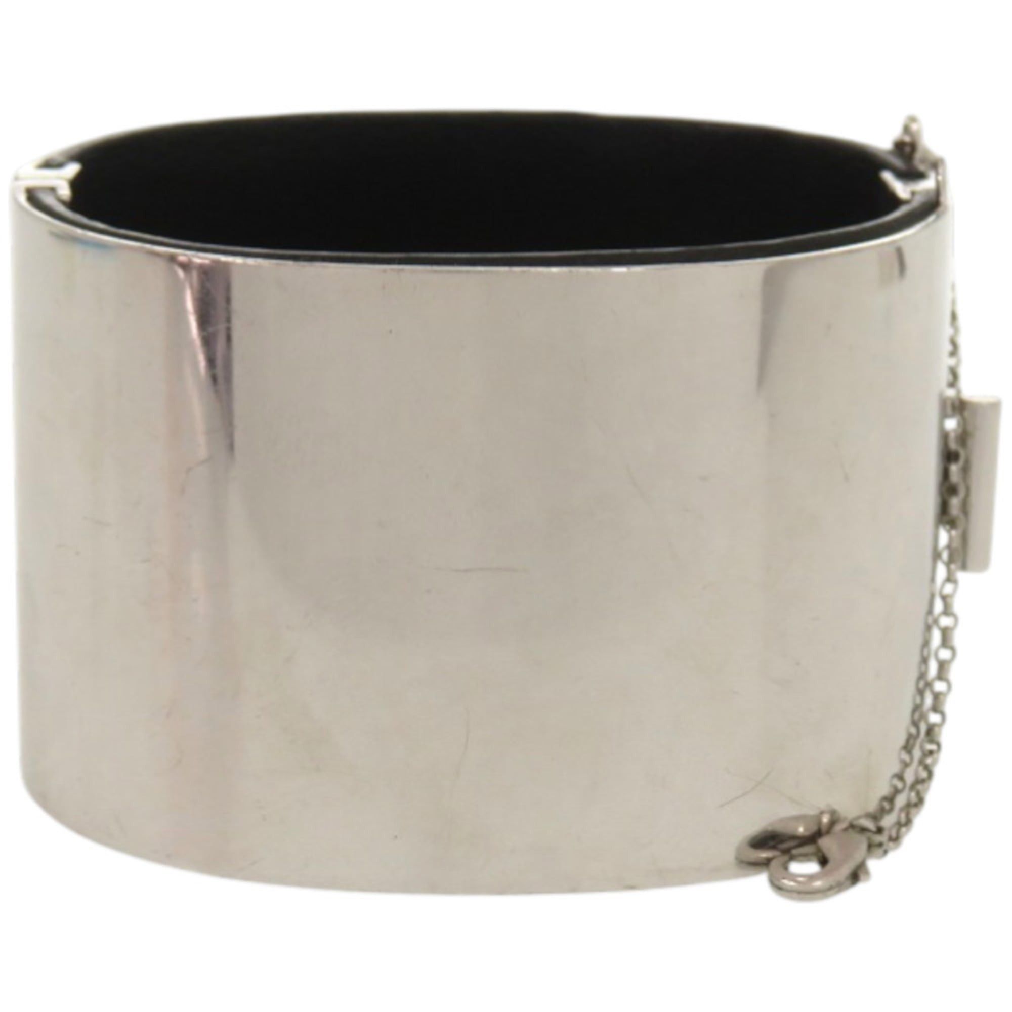 Celine Excellent condition Celine Manchette metal, leather and silver bangle 1232CELINE Size ONE SIZE - 1 Thumbnail