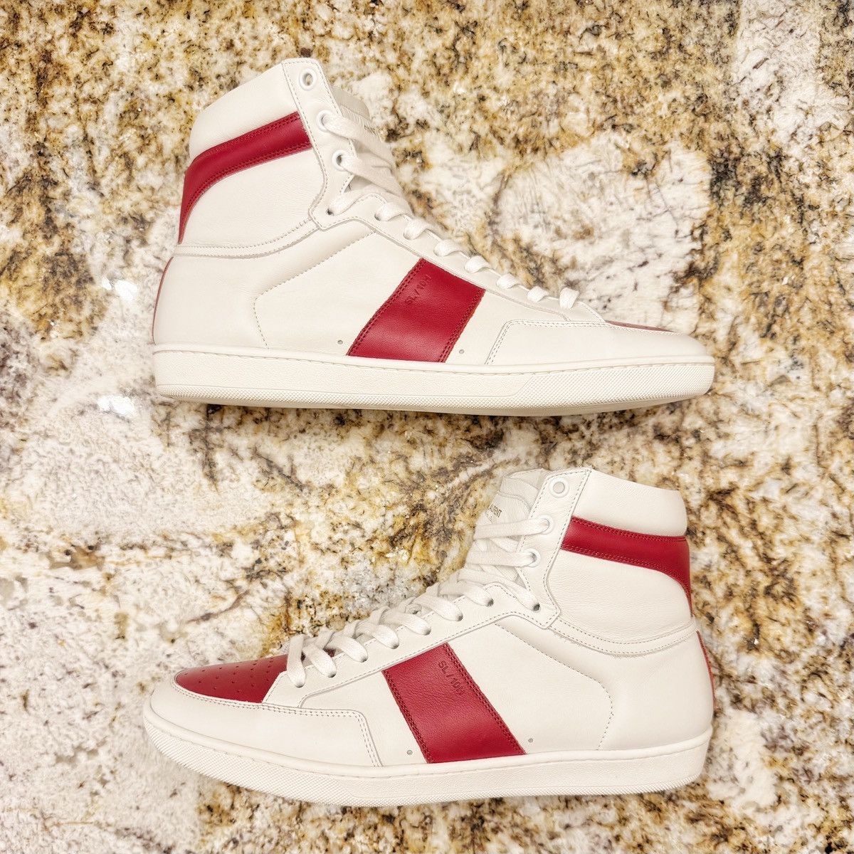 Saint Laurent Paris SL/10H HIGH TOP WHITE+RED Size US 9 / EU 42 - 2 Thumbnail