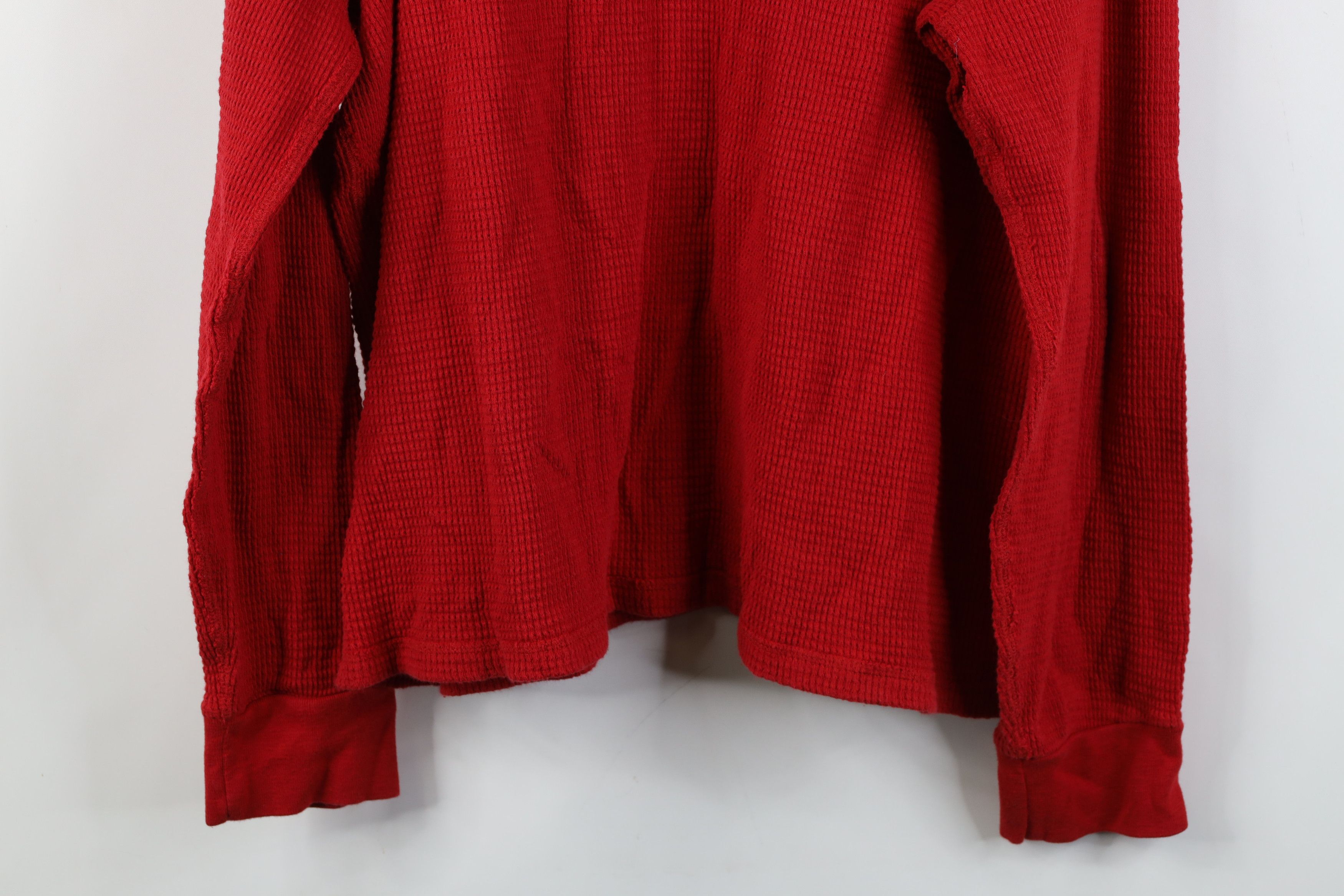 Ralph Lauren Vintage 90s Ralph Lauren Waffle Knit Henley Hoodie Red Size US XXL / EU 58 / 5 - 12 Thumbnail