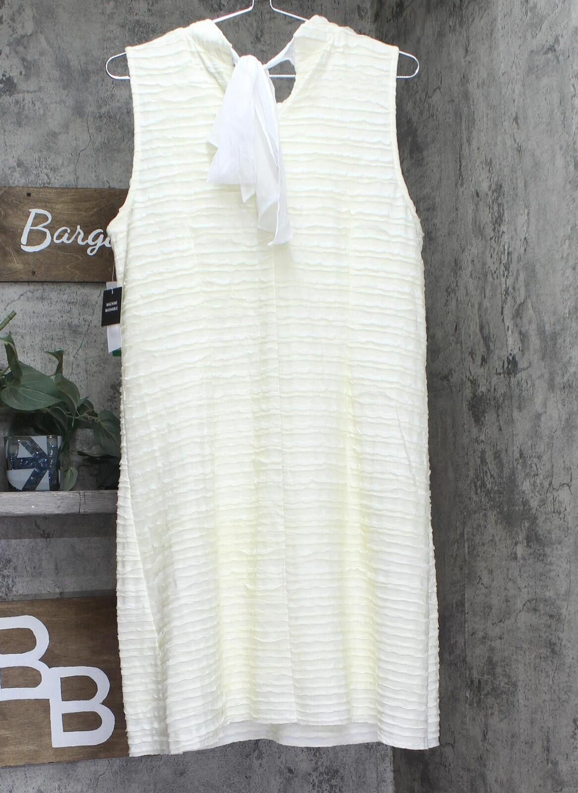 Kirkland Signature Nwt Signature By Robbie Bee Shift Dress Cream Offwhite L Size L / US 10 / IT 46 - 2 Thumbnail