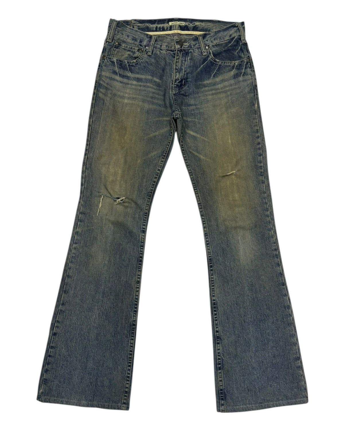 14th Addiction × If Six Was Nine × Kapital FLARE RUSTY LONDON DENIM MUD WASH FLARED JEANS Size US 31 - 7 Thumbnail