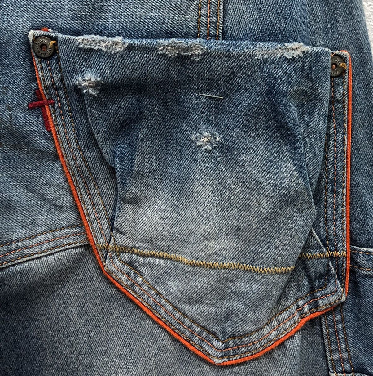Japanese Brand GENOESE Cargo Denim Jeans Medium Distressed Workwear Style Size US 33 - 10 Thumbnail