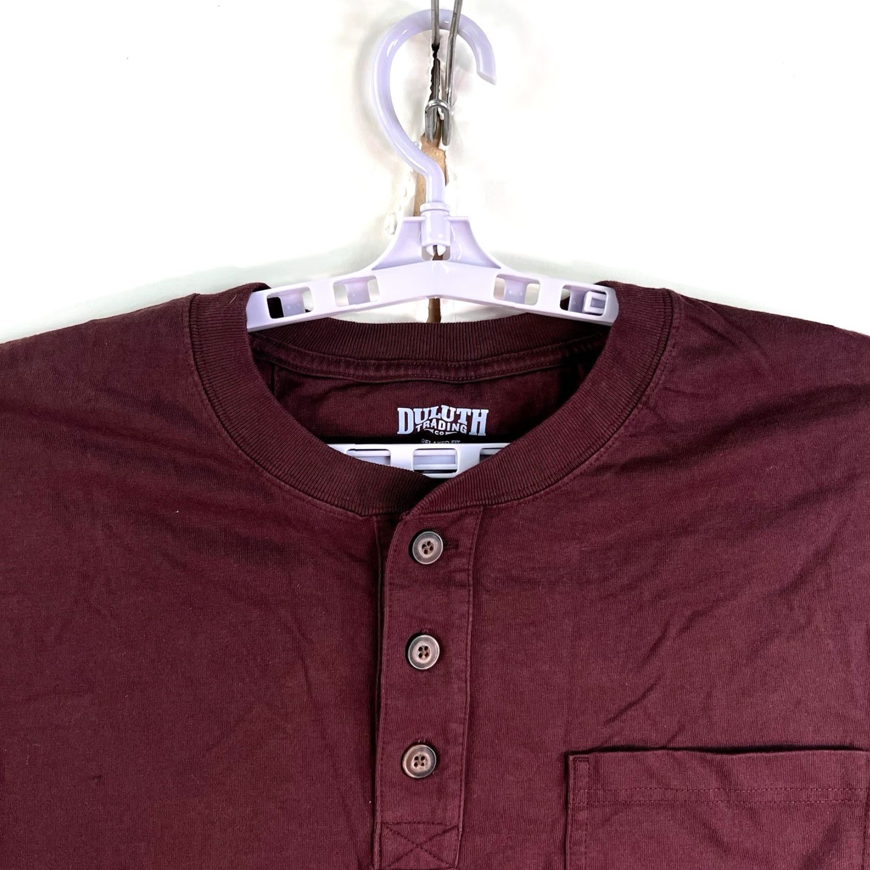 Vintage Duluth Trading Relaxed Longtail Henley T-Shirt Mens XL Burgundy Cotton Long Sleeve Classic Outdoor Size US XL / EU 56 / 4 - 3 Thumbnail